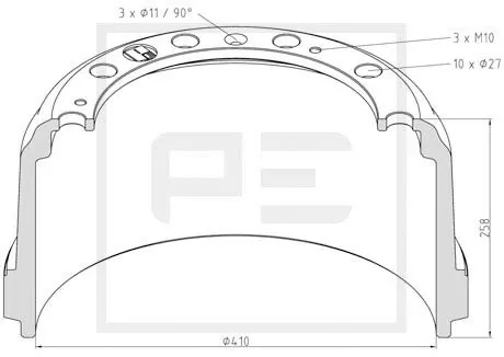 Tambour de frein PE Automotive 366.000-00A
