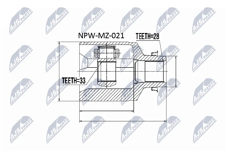 NTY NPW-MZ-021 — Комплект шарніру приводного валу внутр. правий MAZDA 6 (вир-во NTY)