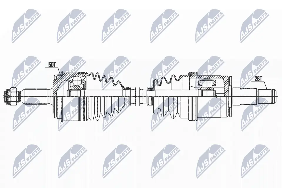 NTY NPW-MS-079 — Приводний вал лівий MITSUBISHI PAJERO III (вир-во NTY)