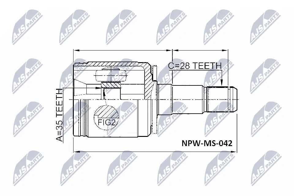 NTY NPW-MS-042 — ШРКШ внутр. лівий HYUNDAI TERRACAN (HP), MITSUBISHI PAJERO IV (вир-во NTY)