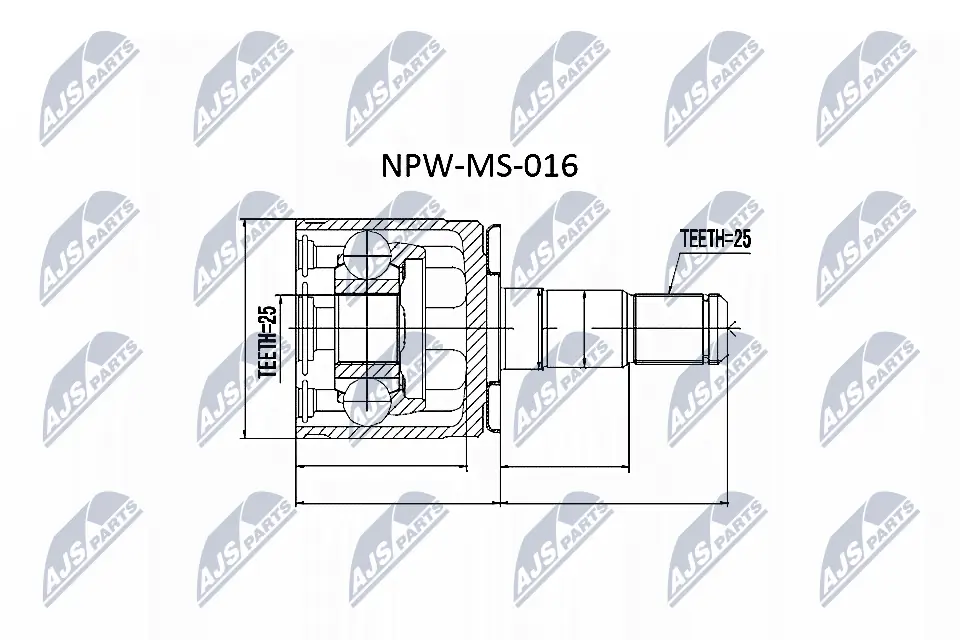 NTY NPW-MS-016 — Комплект шарніру приводного валу внутр.MITSUBISHI (вир-во NTY)