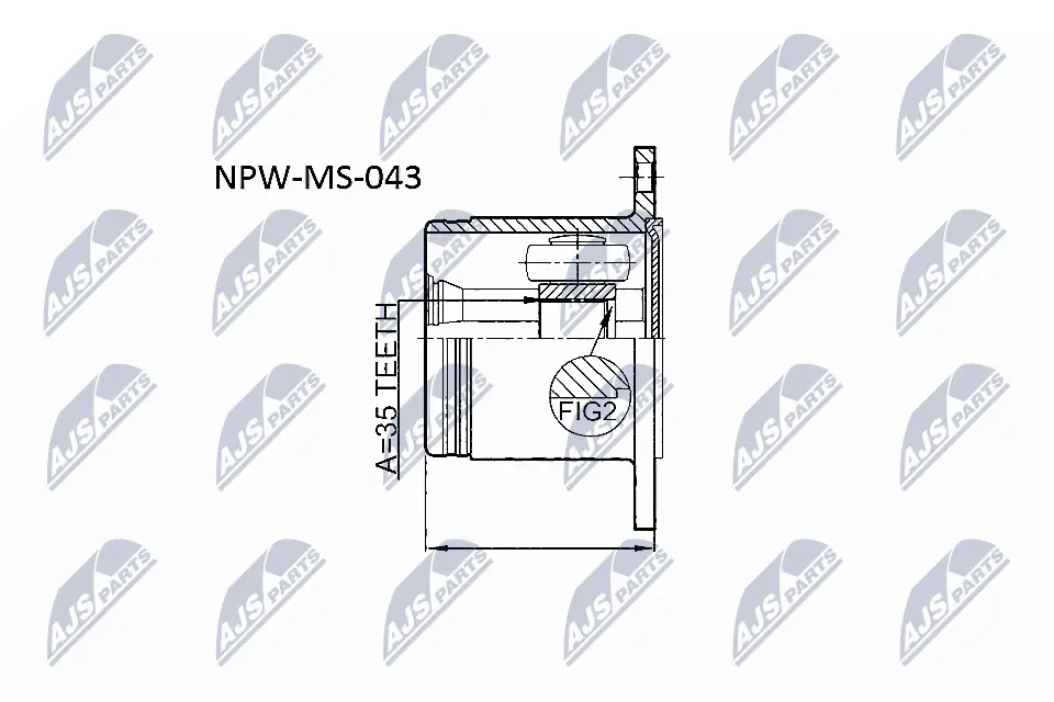 NTY NPW-MS-043 — ШРКШ внутр. лівий MITSUBISHI PAJERO (вир-во NTY)
