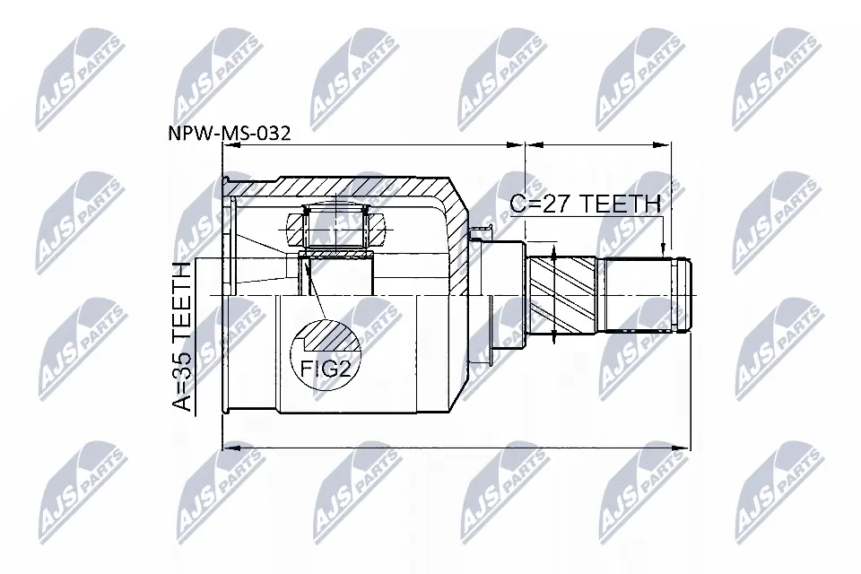 NTY NPW-MS-032 — ШРКШ внутр. лівий MITSUBISHI LANCER VIII, OUTLANDER II, ASX, CITROEN C-CROSSER, PEUGEOT 4007 (вир-во NTY)