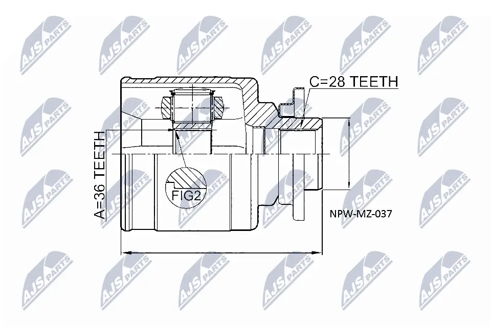 NTY NPW-MZ-037 — ШРКШ внутр. лівий FORD RANGER (ET), MAZDA BT-50 (вир-во NTY)