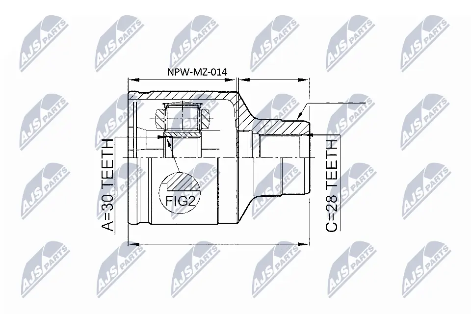 NTY NPW-MZ-014 — ШРКШ внутр. правий MAZDA 626 V(вир-во NTY)