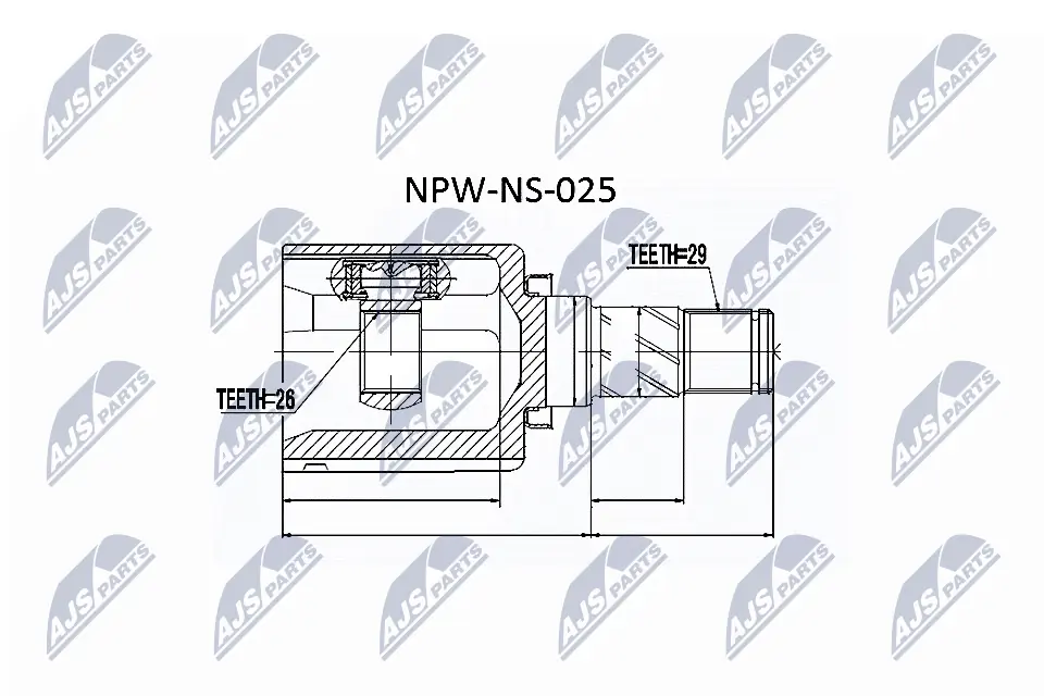 NTY NPW-NS-025 — ШРКШ внутрішній лівий NISSAN X-TRAIL (вир-во NTY)