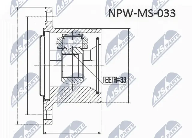 NTY NPW-MS-054 — ШРКШ ВНУТРІШНІЙ ПРАВИЙ MITSUBISHI PAJERO III, PAJERO SPORT I (вир-во NTY)