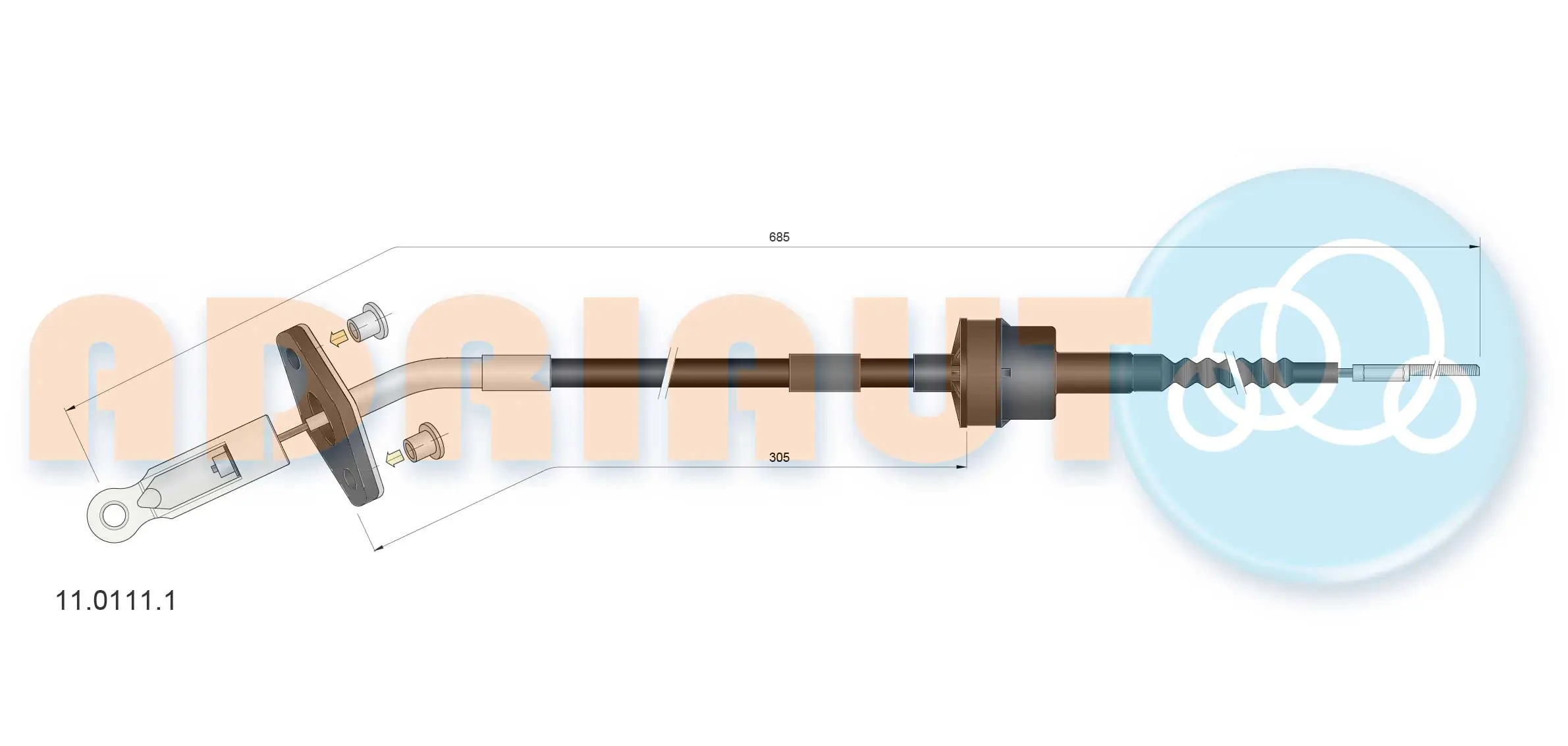 Tirette à câble, commande d'embrayage ADRIAUTO 11.0111.1