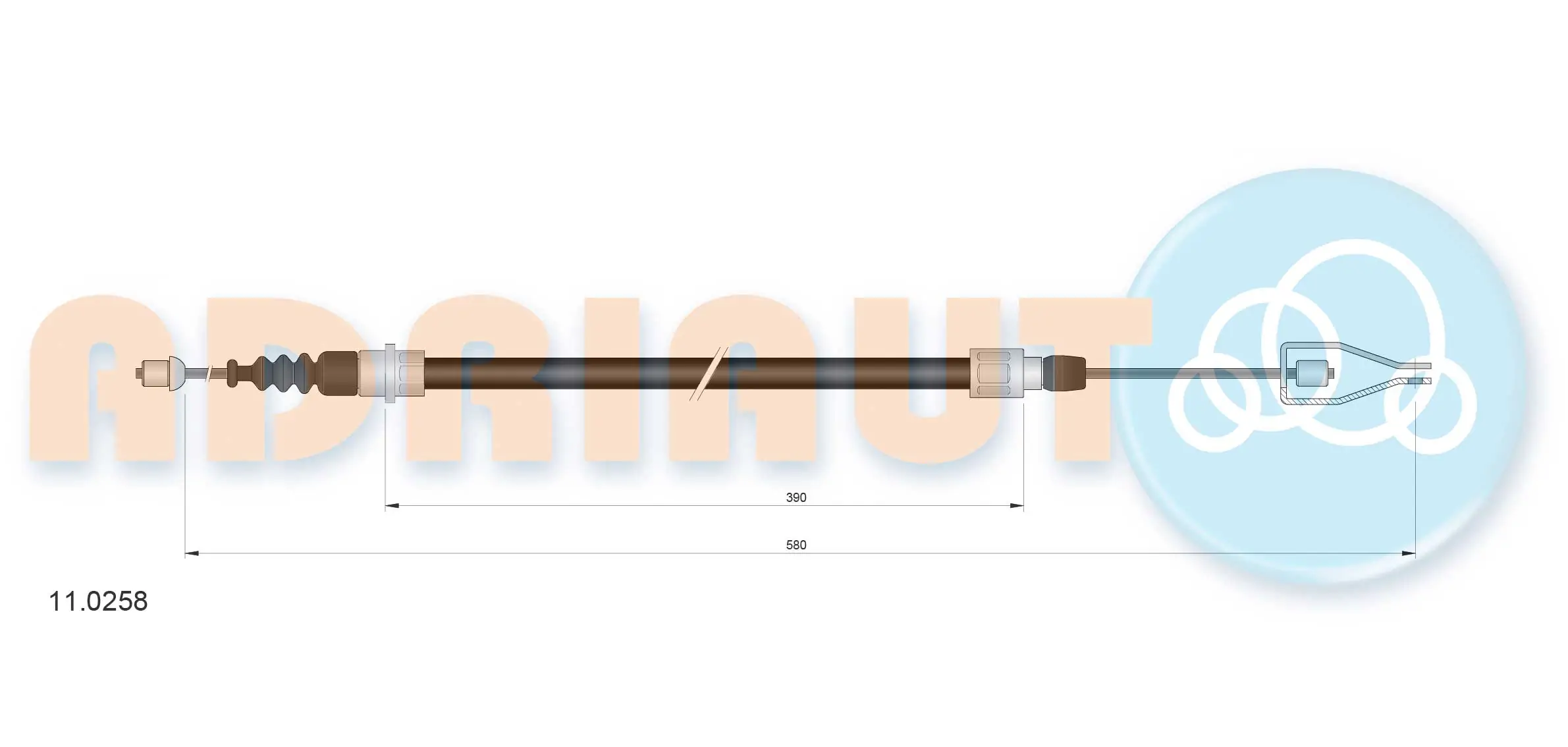 Tirette à câble, frein de stationnement ADRIAUTO 11.0258