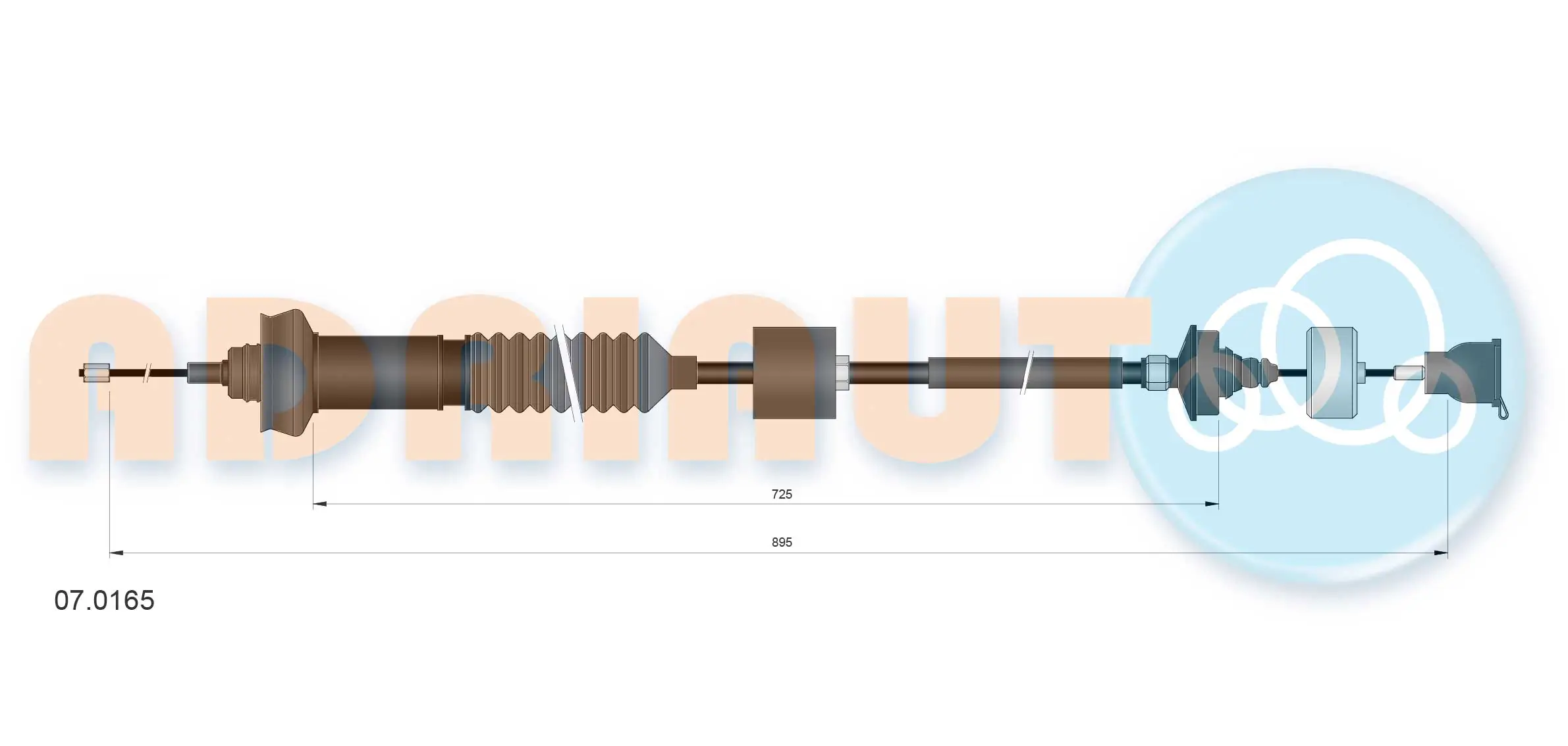 Tirette à câble, commande d'embrayage ADRIAUTO 07.0165