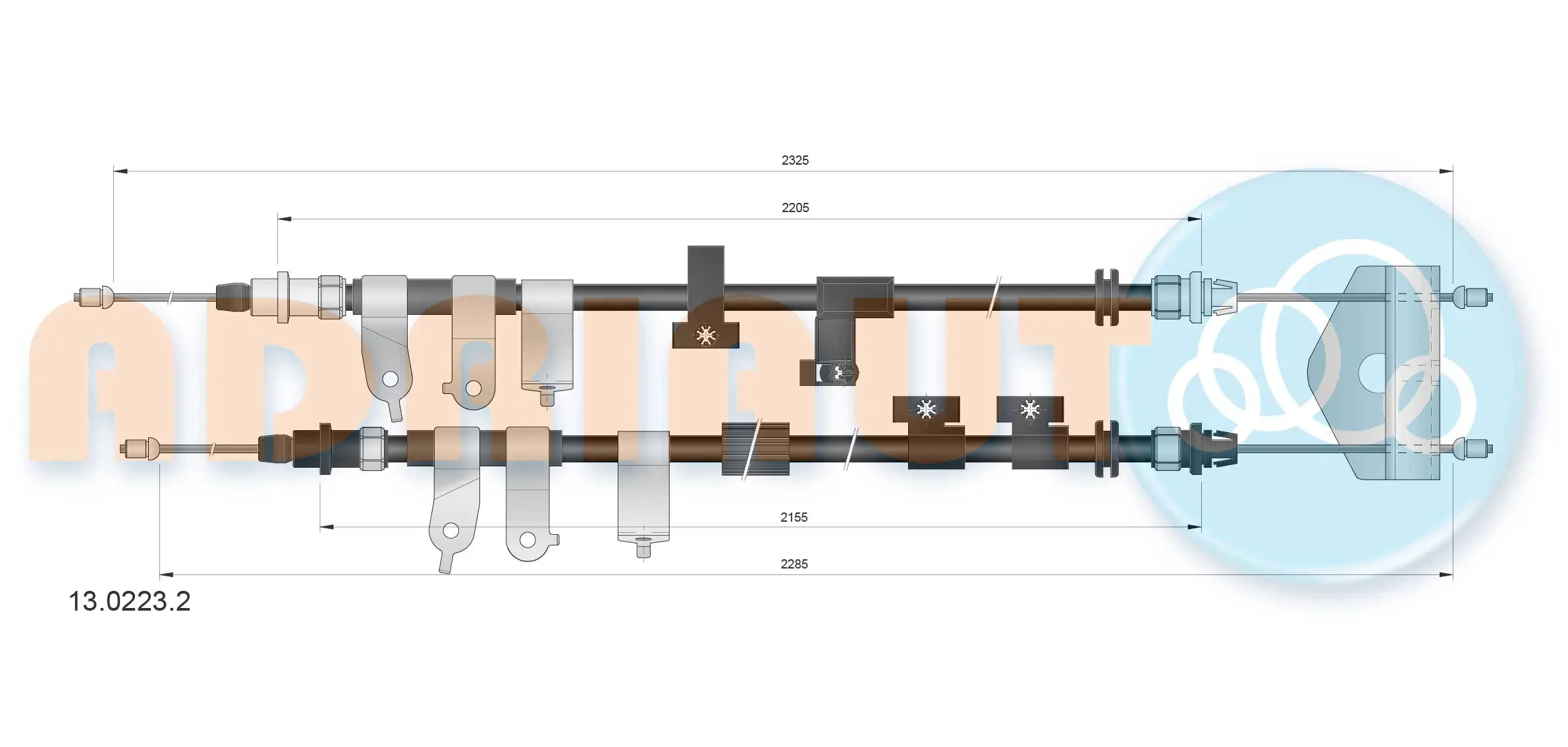 Tirette à câble, frein de stationnement ADRIAUTO 13.0223.2