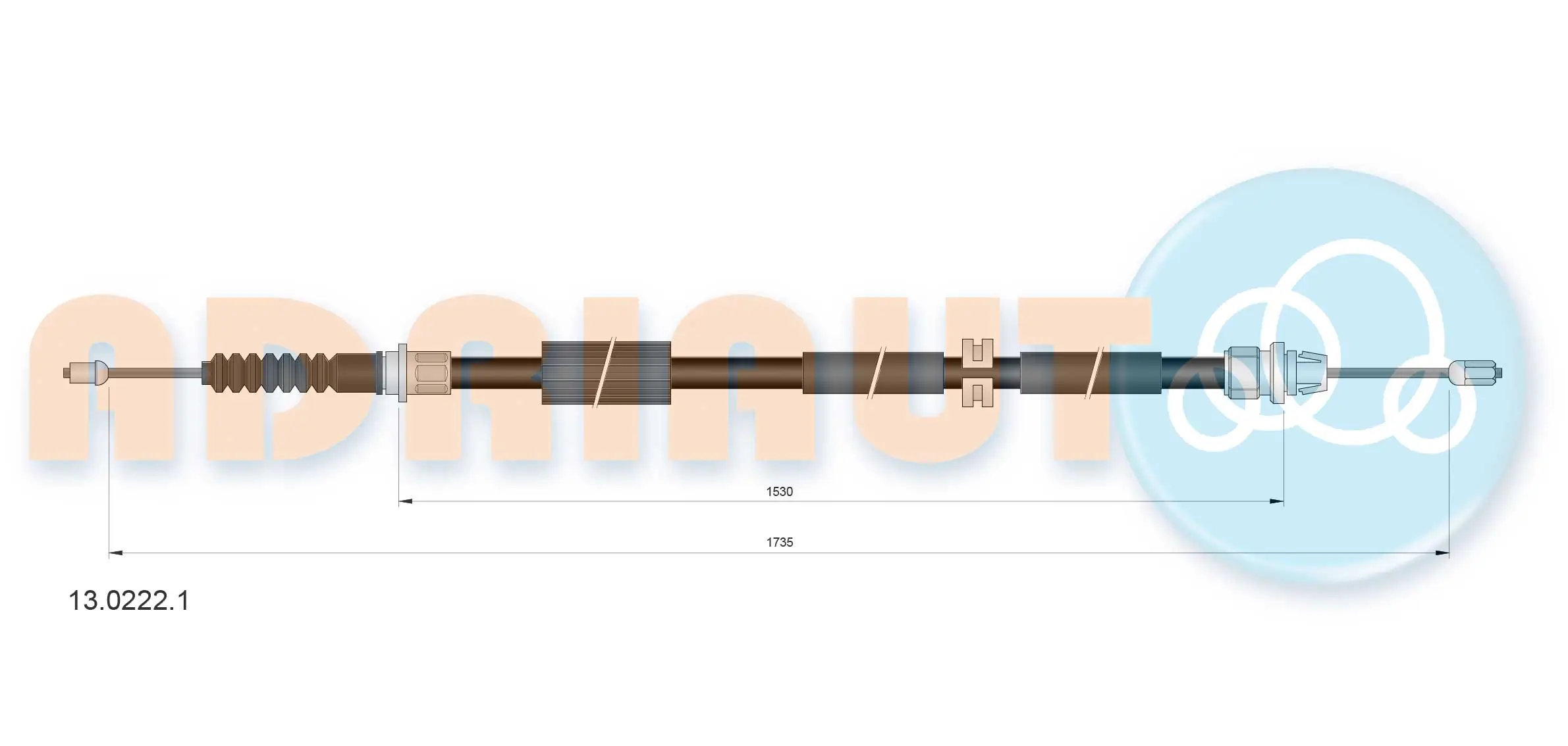 Tirette à câble, frein de stationnement ADRIAUTO 13.0222.1