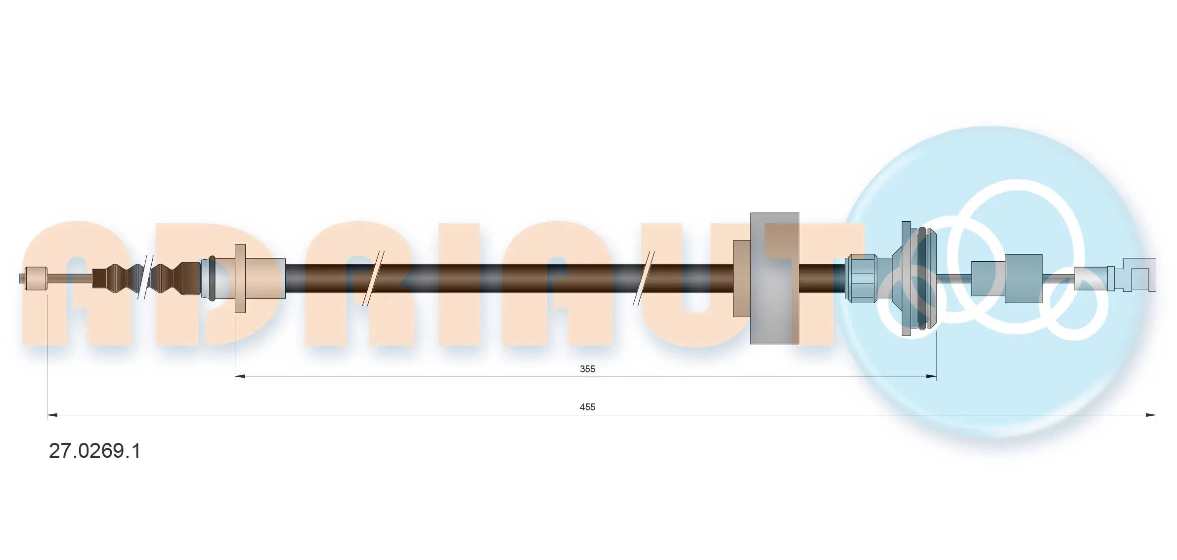 Tirette à câble, frein de stationnement ADRIAUTO 27.0269.1