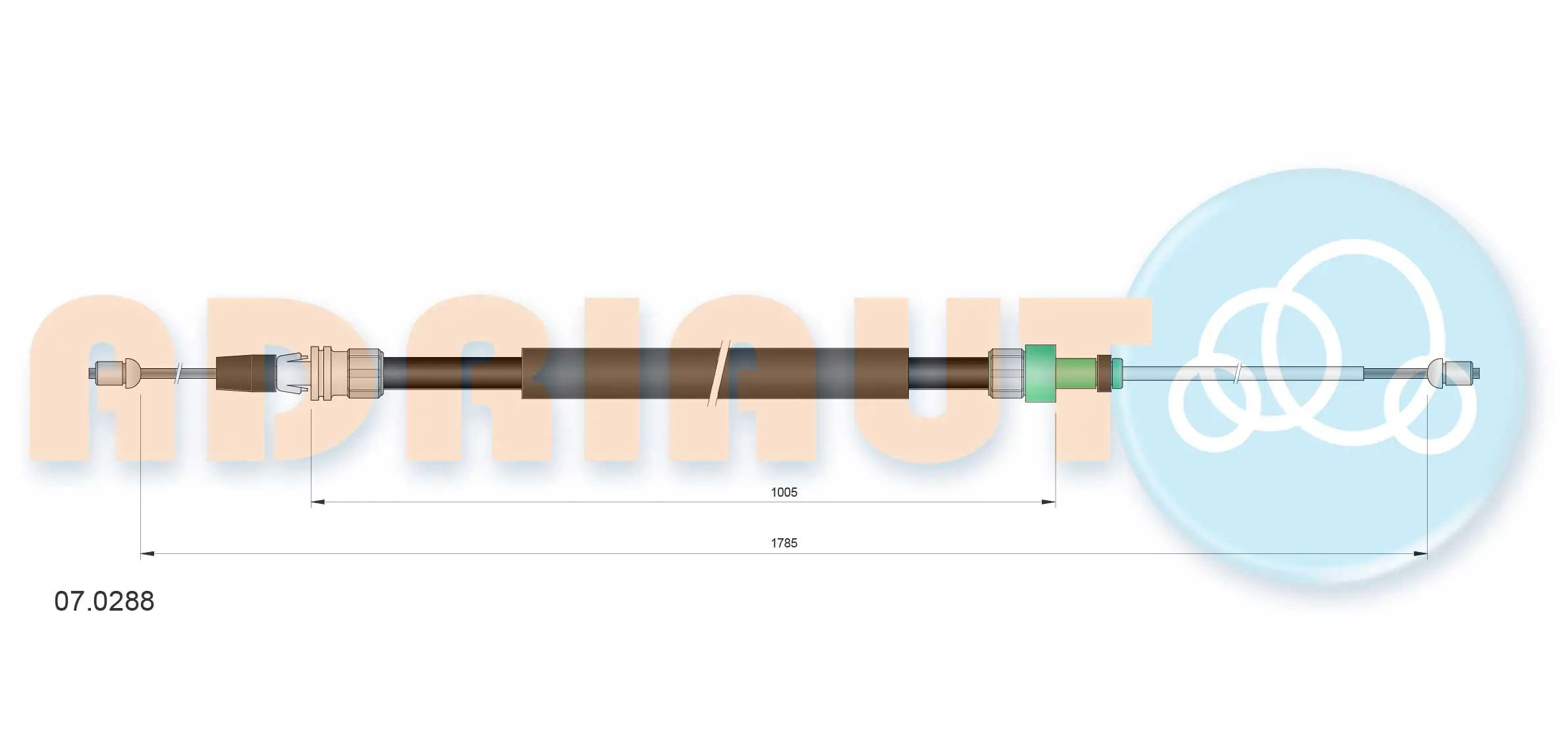 Tirette à câble, frein de stationnement ADRIAUTO 07.0288