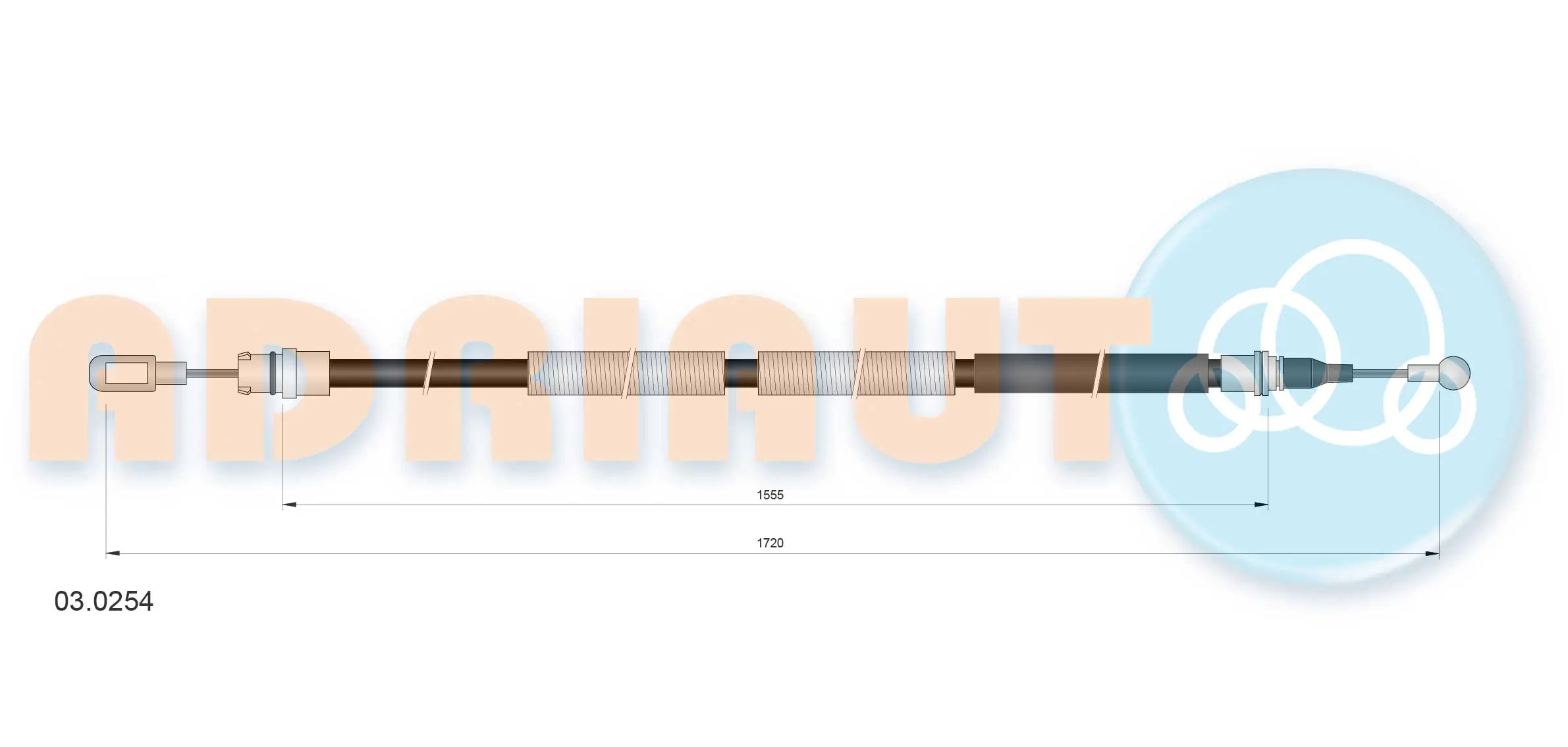 Tirette à câble, frein de stationnement ADRIAUTO 03.0254