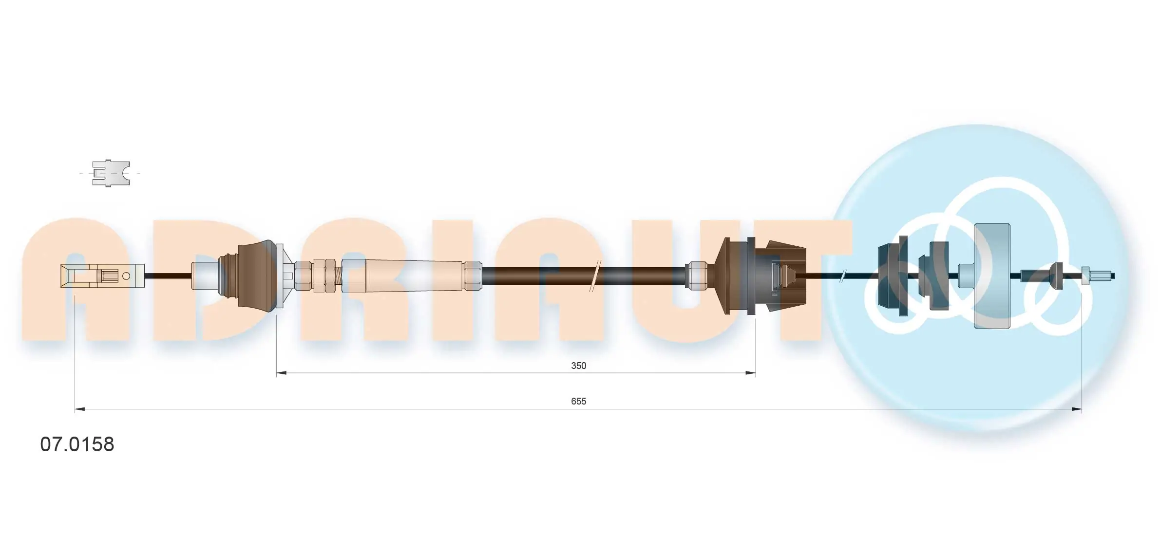 Tirette à câble, commande d'embrayage ADRIAUTO 07.0158