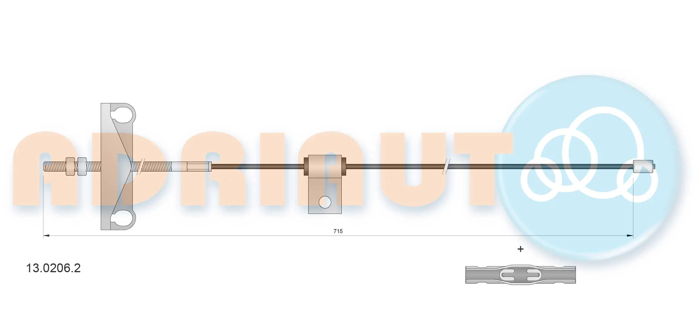 Tirette à câble, frein de stationnement ADRIAUTO 13.0206.2