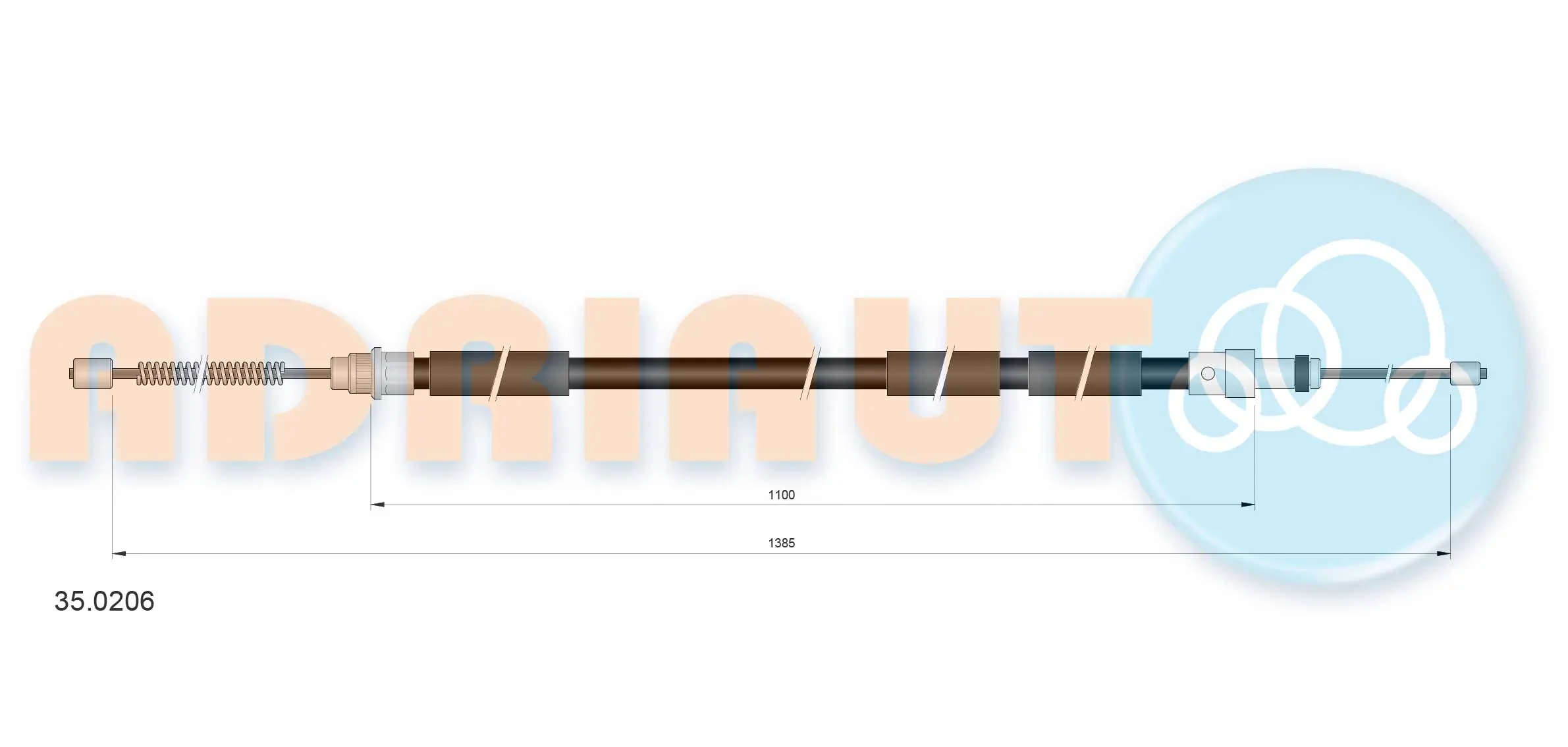 Tirette à câble, frein de stationnement ADRIAUTO 35.0206