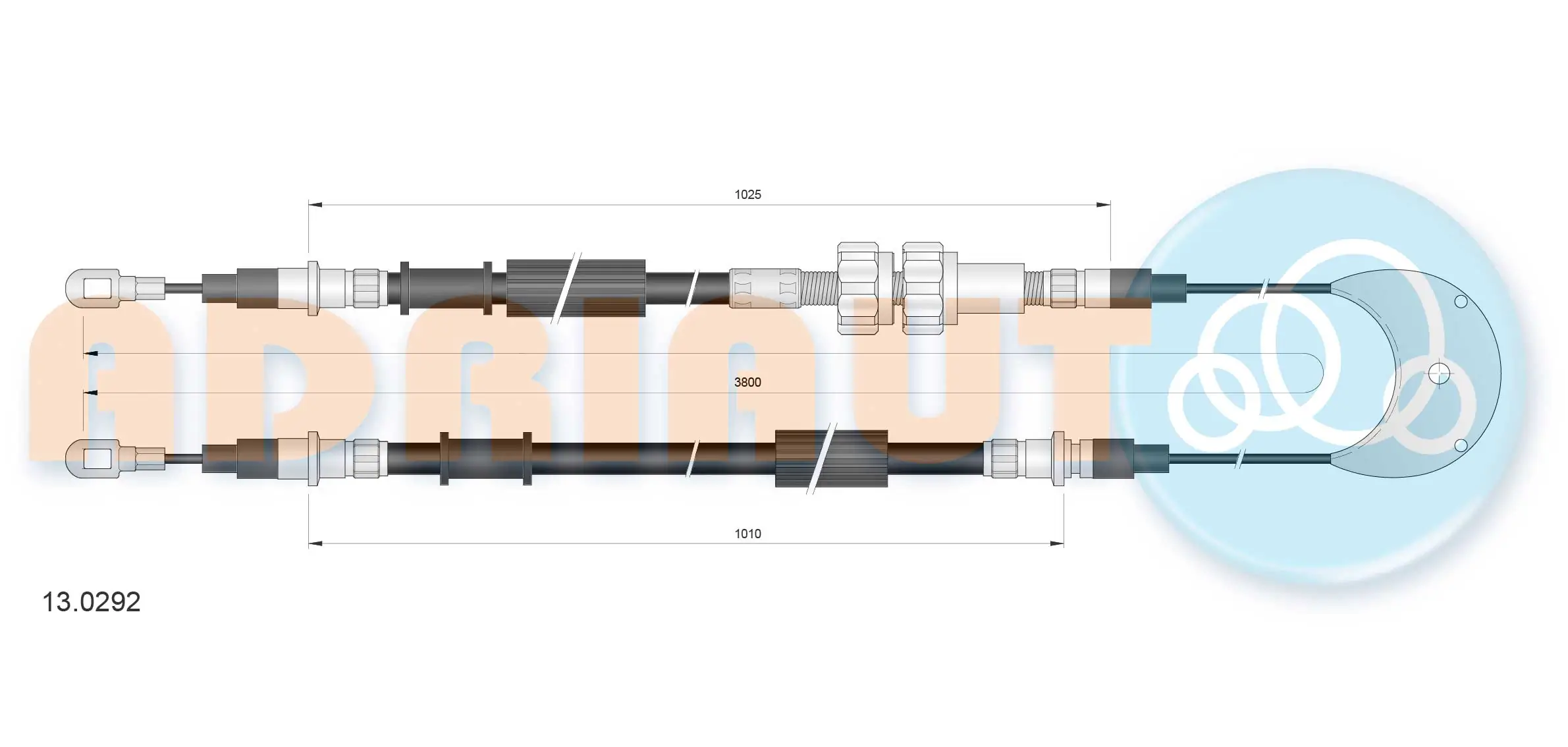 Tirette à câble, frein de stationnement ADRIAUTO 13.0292