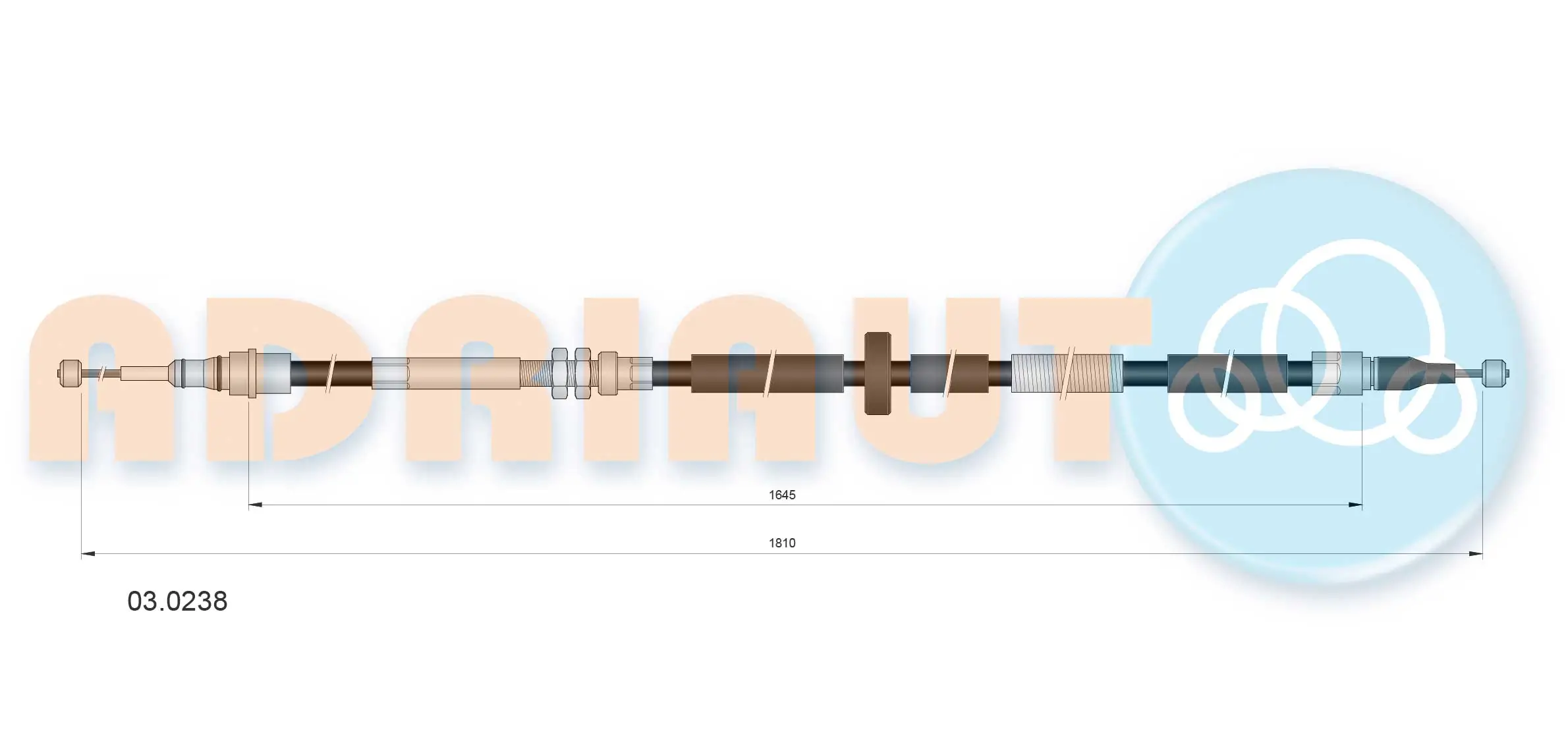 Tirette à câble, frein de stationnement ADRIAUTO 03.0238