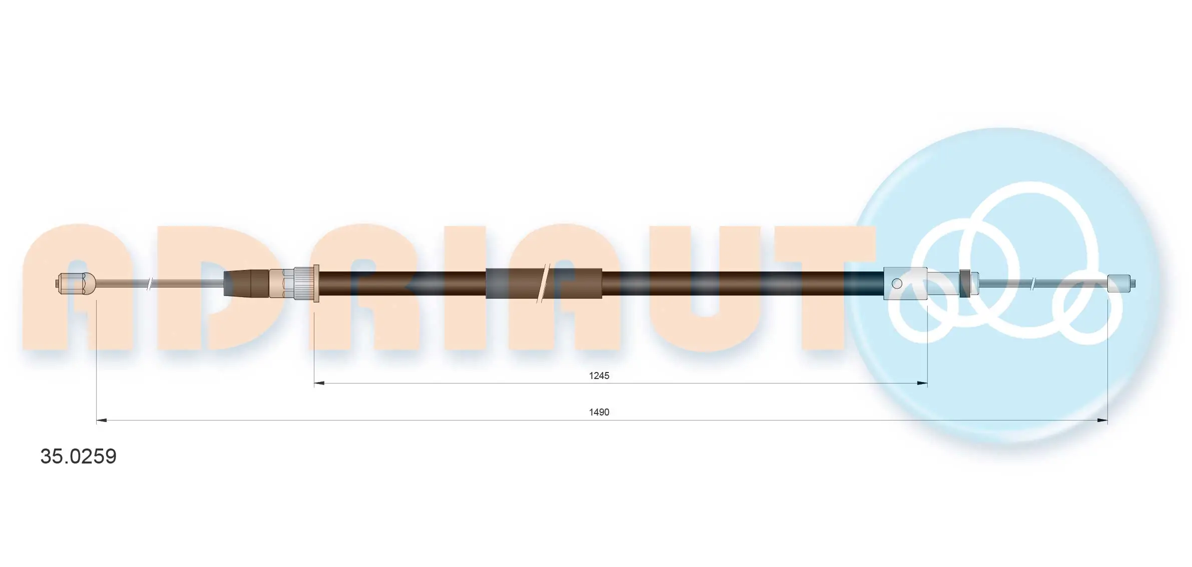 Tirette à câble, frein de stationnement ADRIAUTO 35.0259