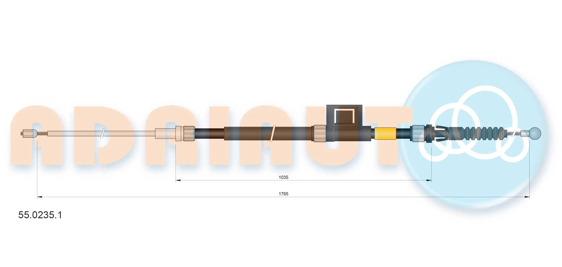 Tirette à câble, frein de stationnement ADRIAUTO 55.0235.1