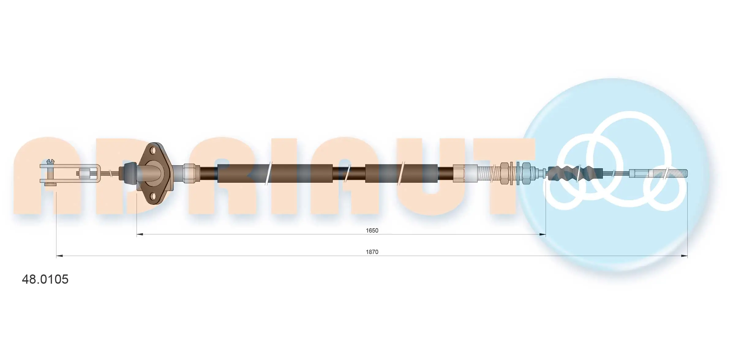 Tirette à câble, commande d'embrayage ADRIAUTO 48.0105