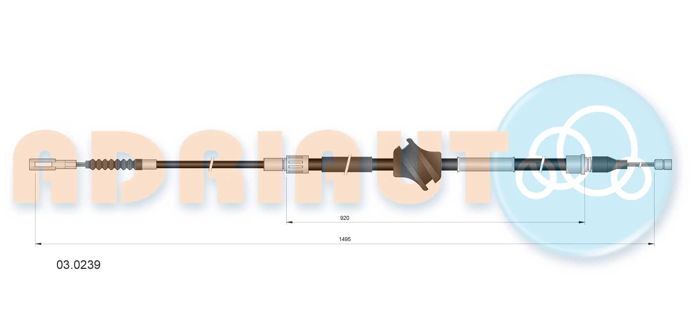 Tirette à câble, frein de stationnement ADRIAUTO 03.0239