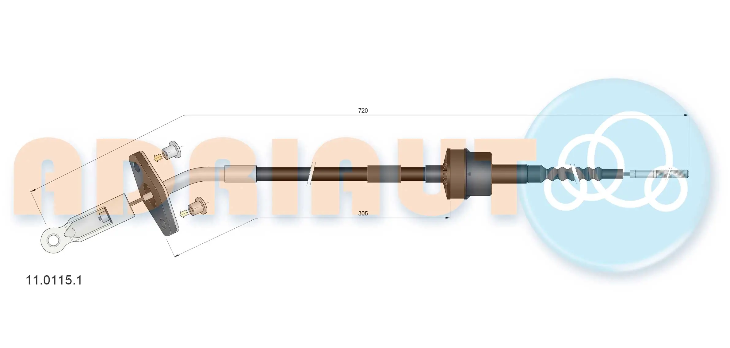Tirette à câble, commande d'embrayage ADRIAUTO 11.0115.1