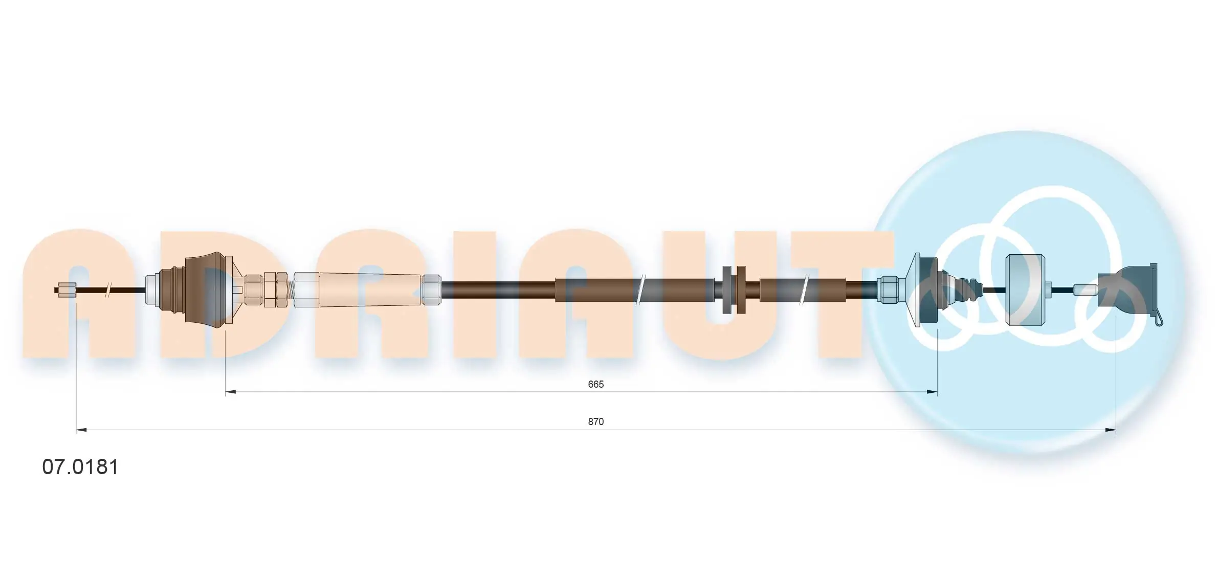Tirette à câble, commande d'embrayage ADRIAUTO 07.0181