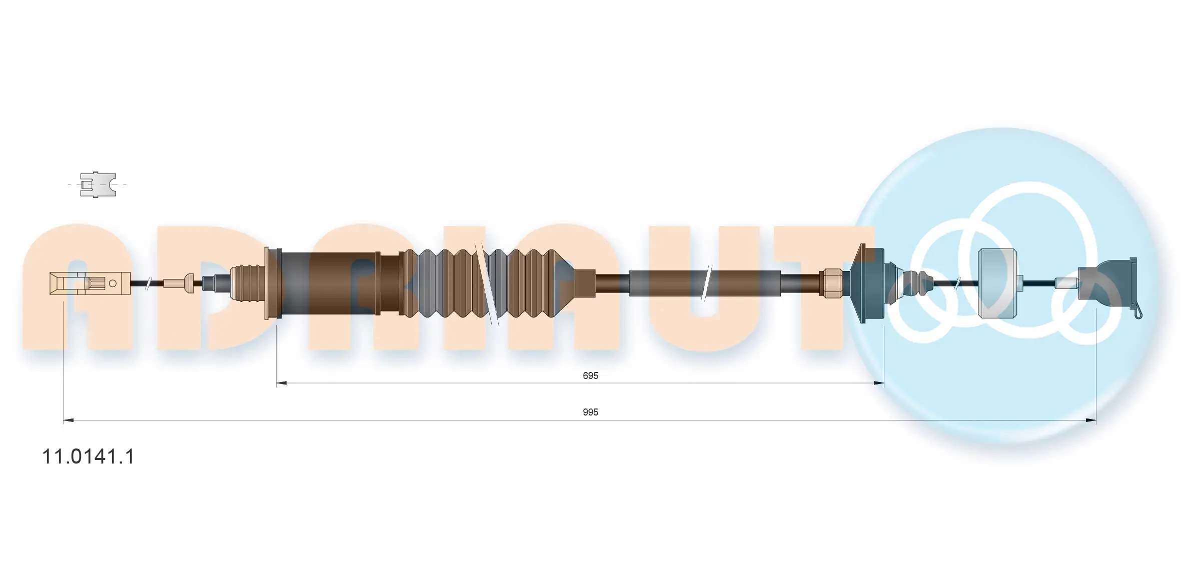 Tirette à câble, commande d'embrayage ADRIAUTO 11.0141.1