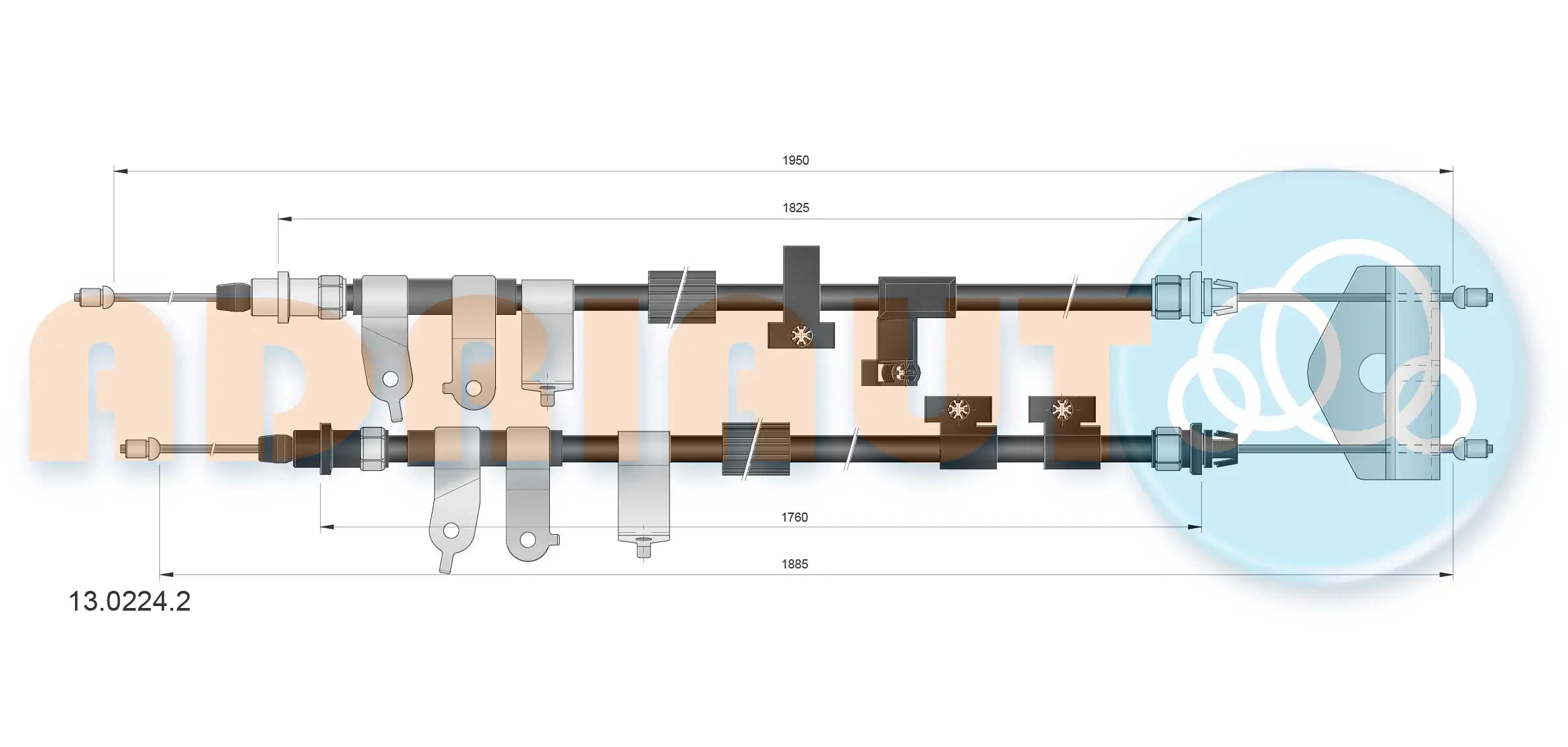 Tirette à câble, frein de stationnement ADRIAUTO 13.0224.2