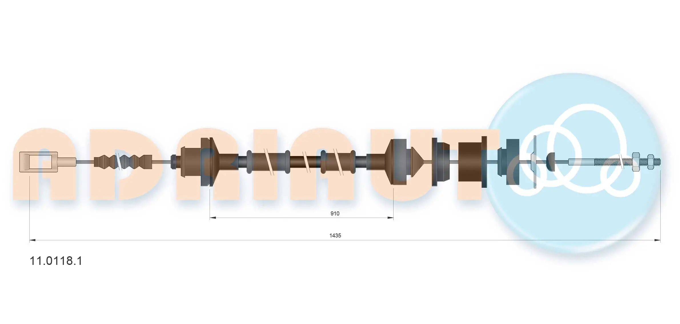 Tirette à câble, commande d'embrayage ADRIAUTO 11.0118.1