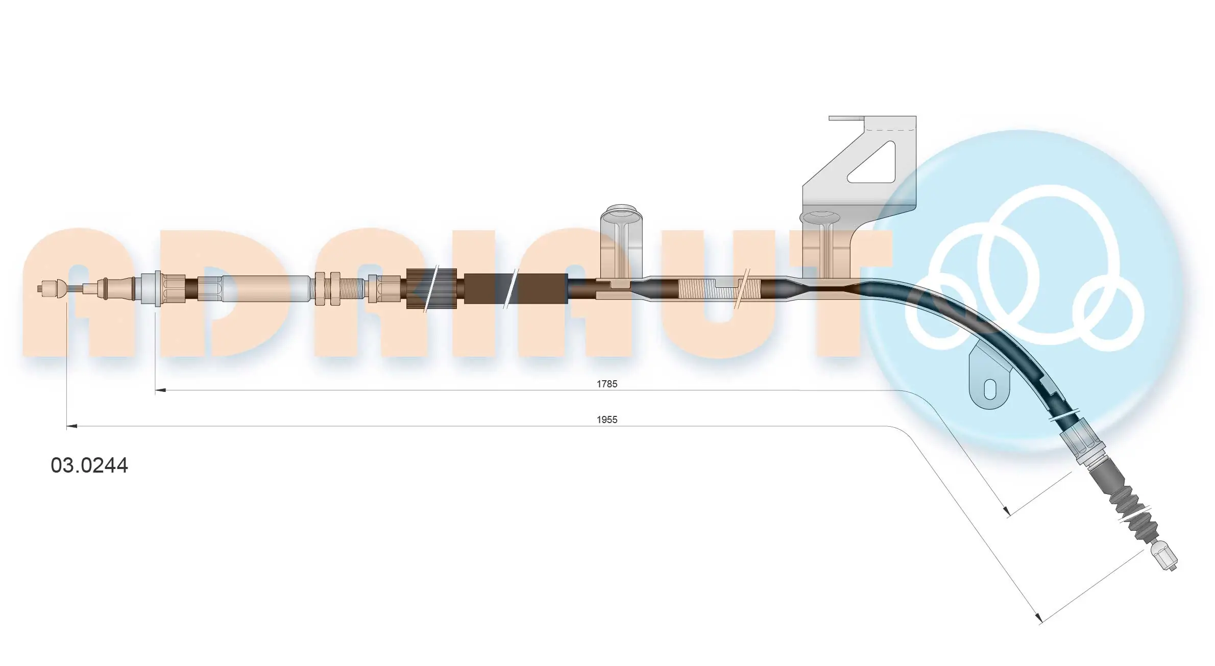 Tirette à câble, frein de stationnement ADRIAUTO 03.0244