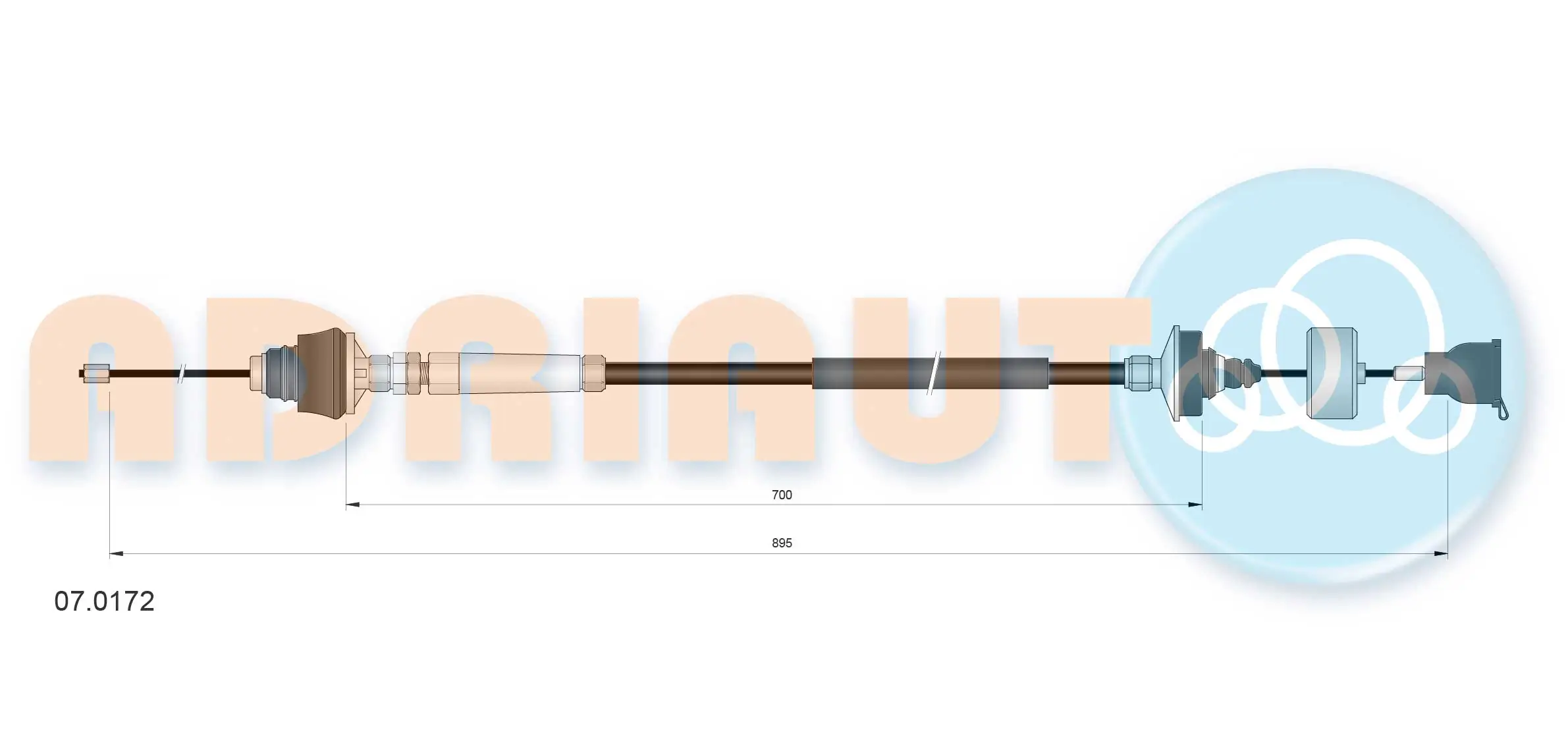 Tirette à câble, commande d'embrayage ADRIAUTO 07.0172