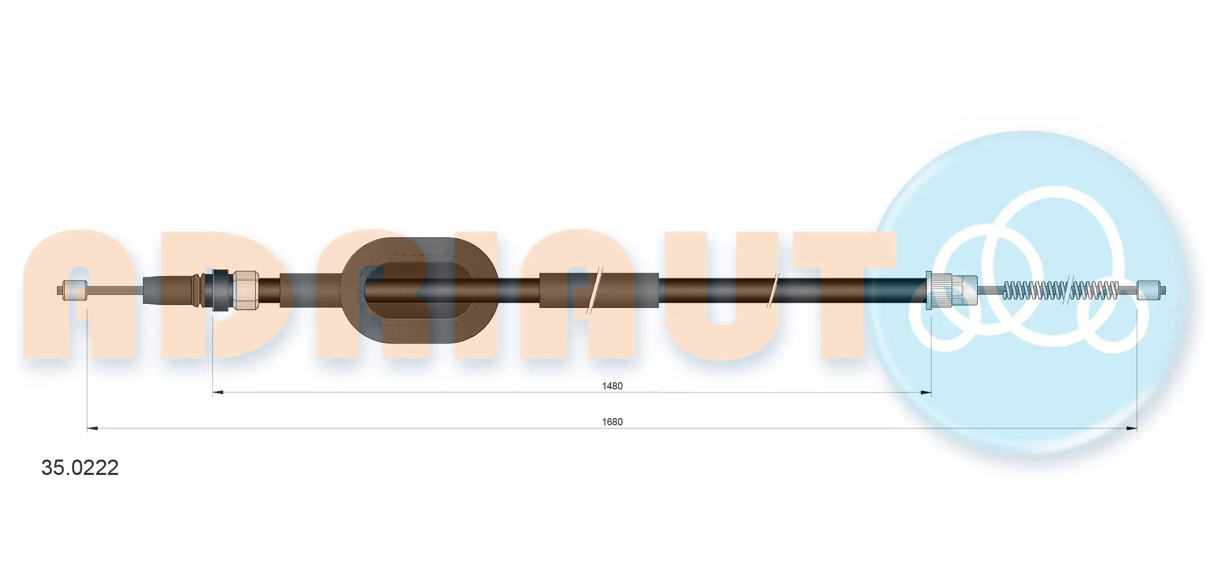 Tirette à câble, frein de stationnement ADRIAUTO 35.0222