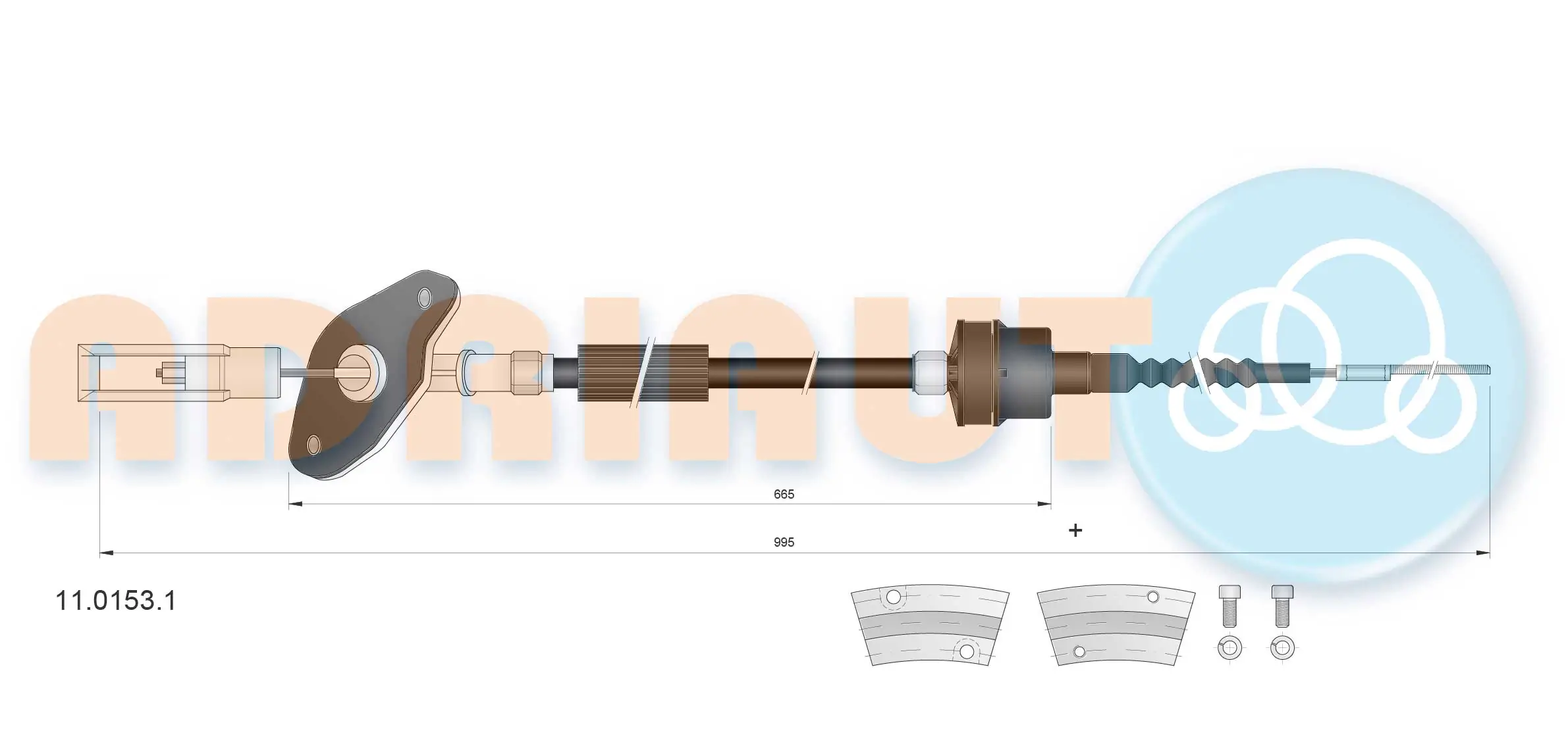 Tirette à câble, commande d'embrayage ADRIAUTO 11.0153.1