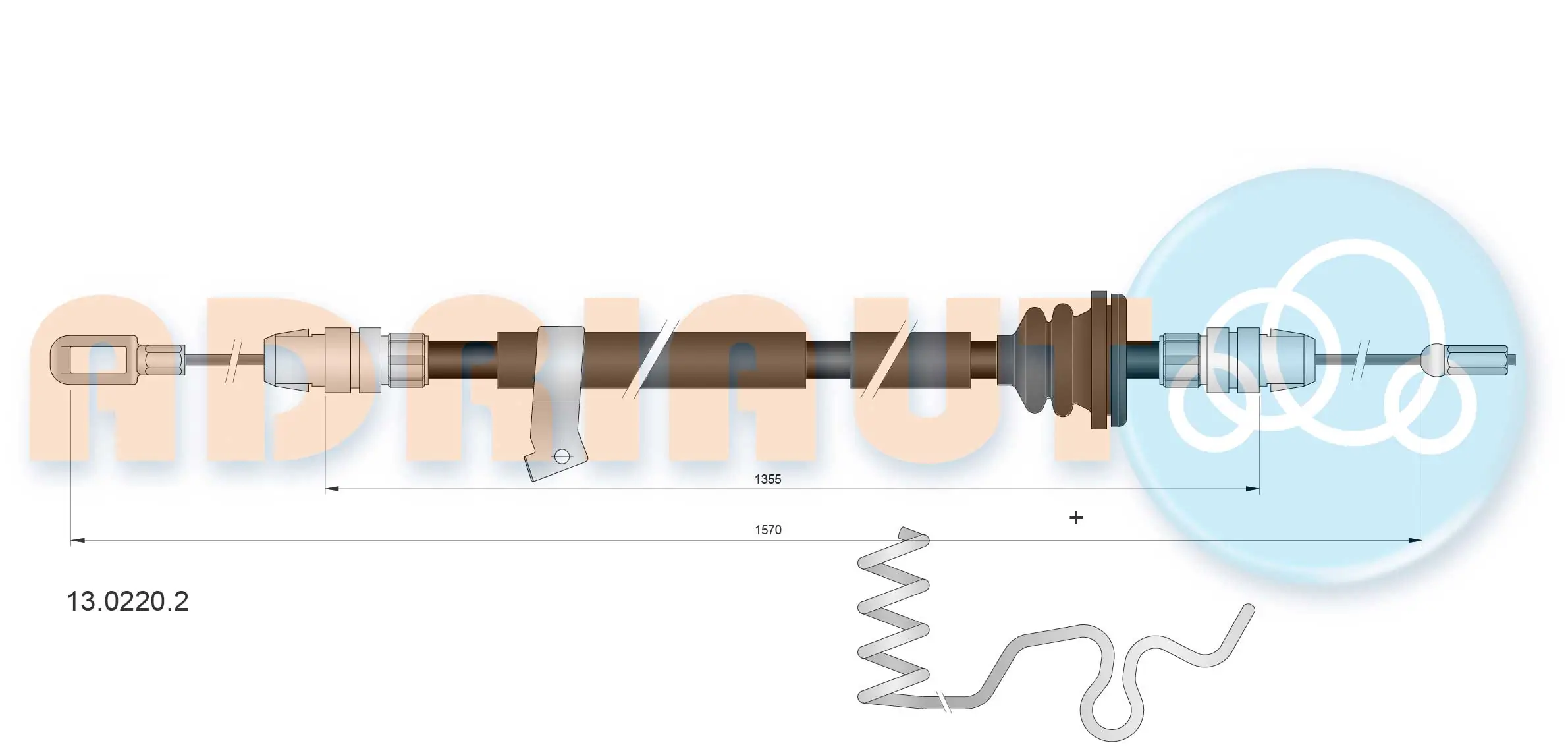 Tirette à câble, frein de stationnement ADRIAUTO 13.0220.2