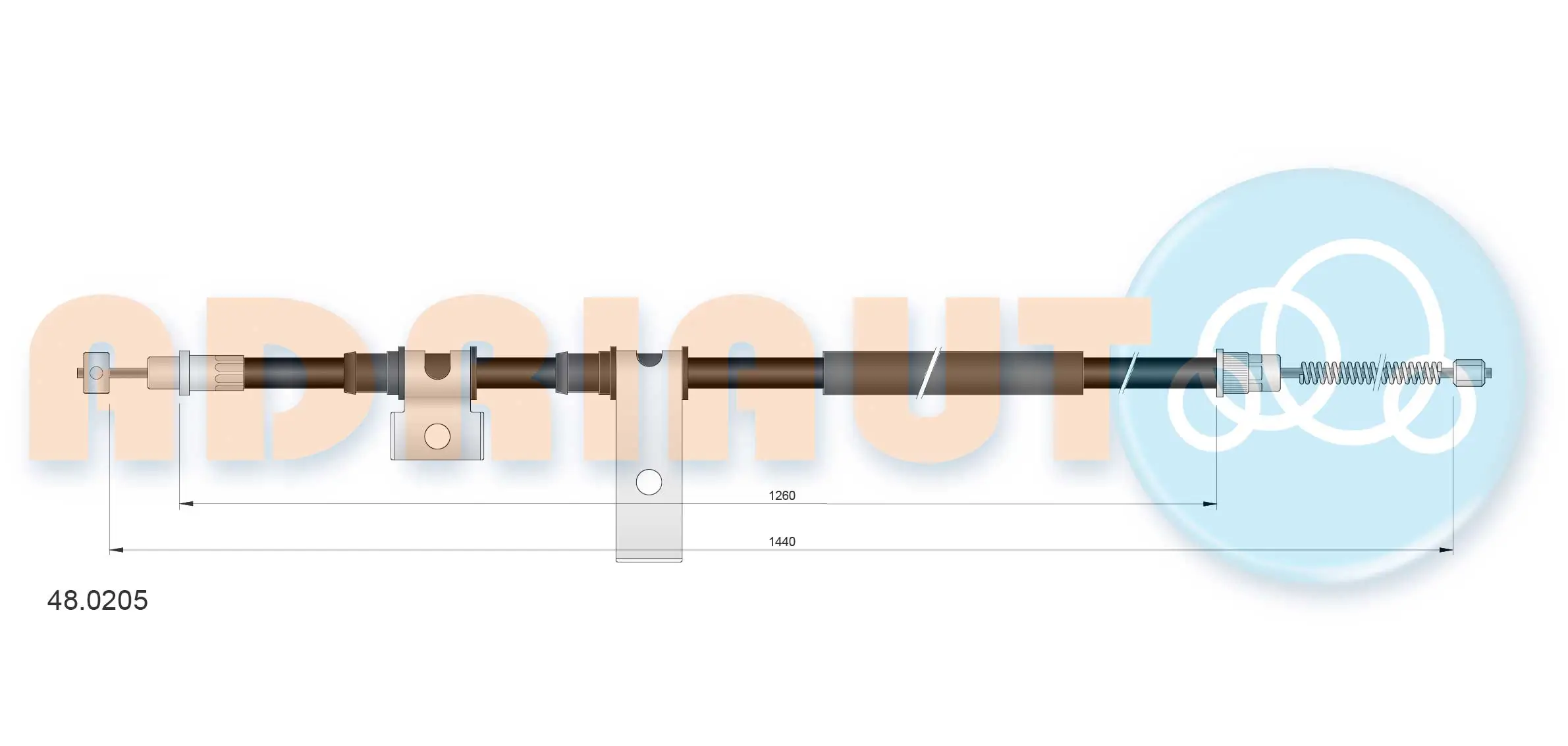Tirette à câble, frein de stationnement ADRIAUTO 48.0205