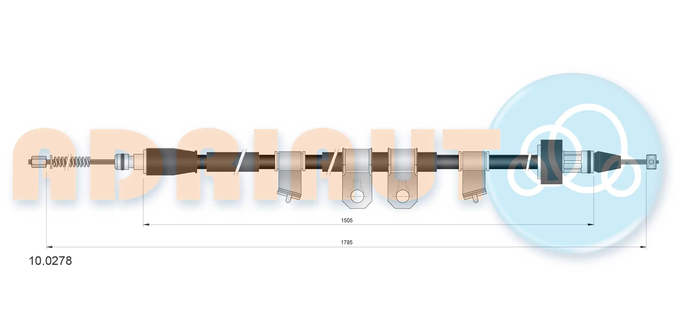 Tirette à câble, frein de stationnement ADRIAUTO 10.0278