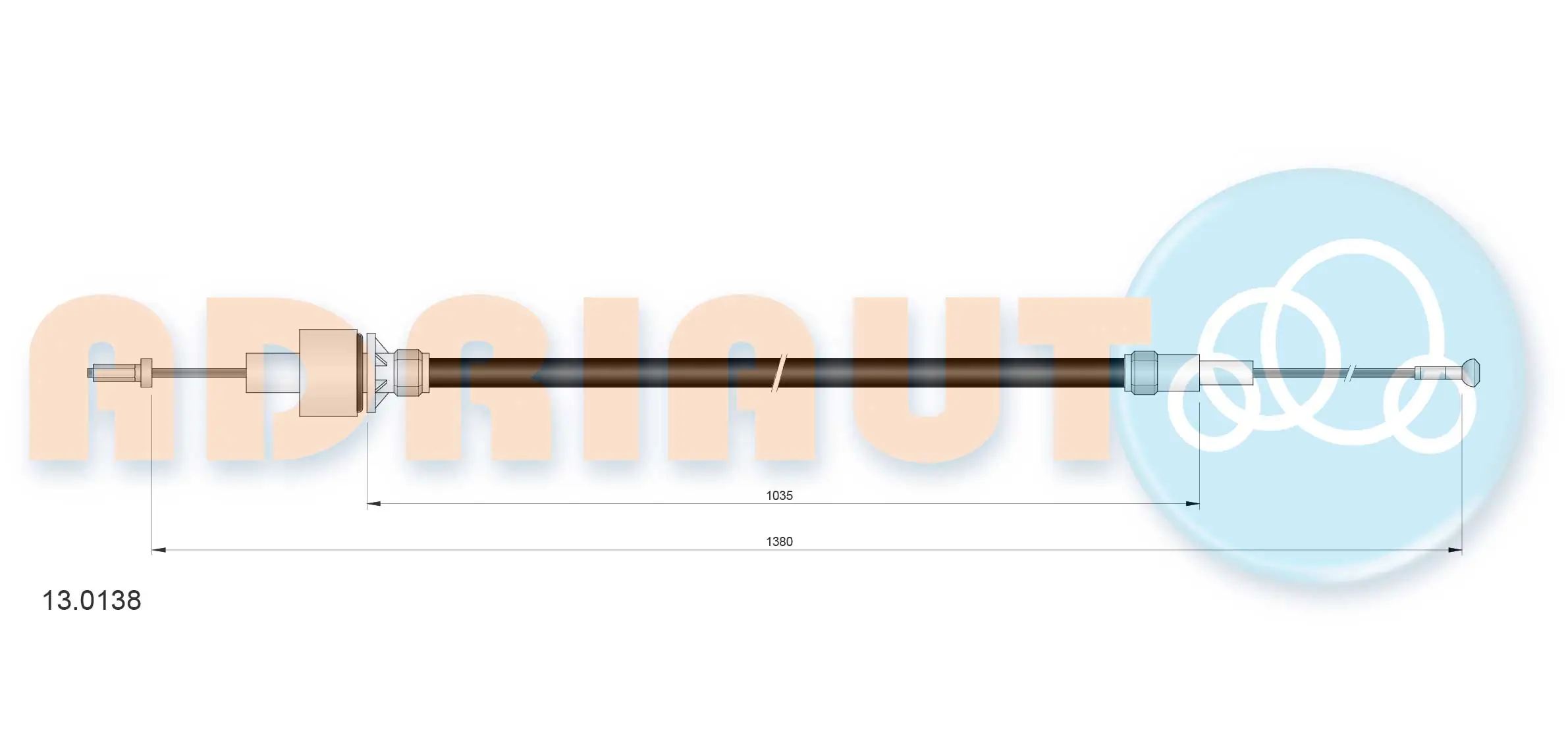 Tirette à câble, commande d'embrayage ADRIAUTO 13.0138