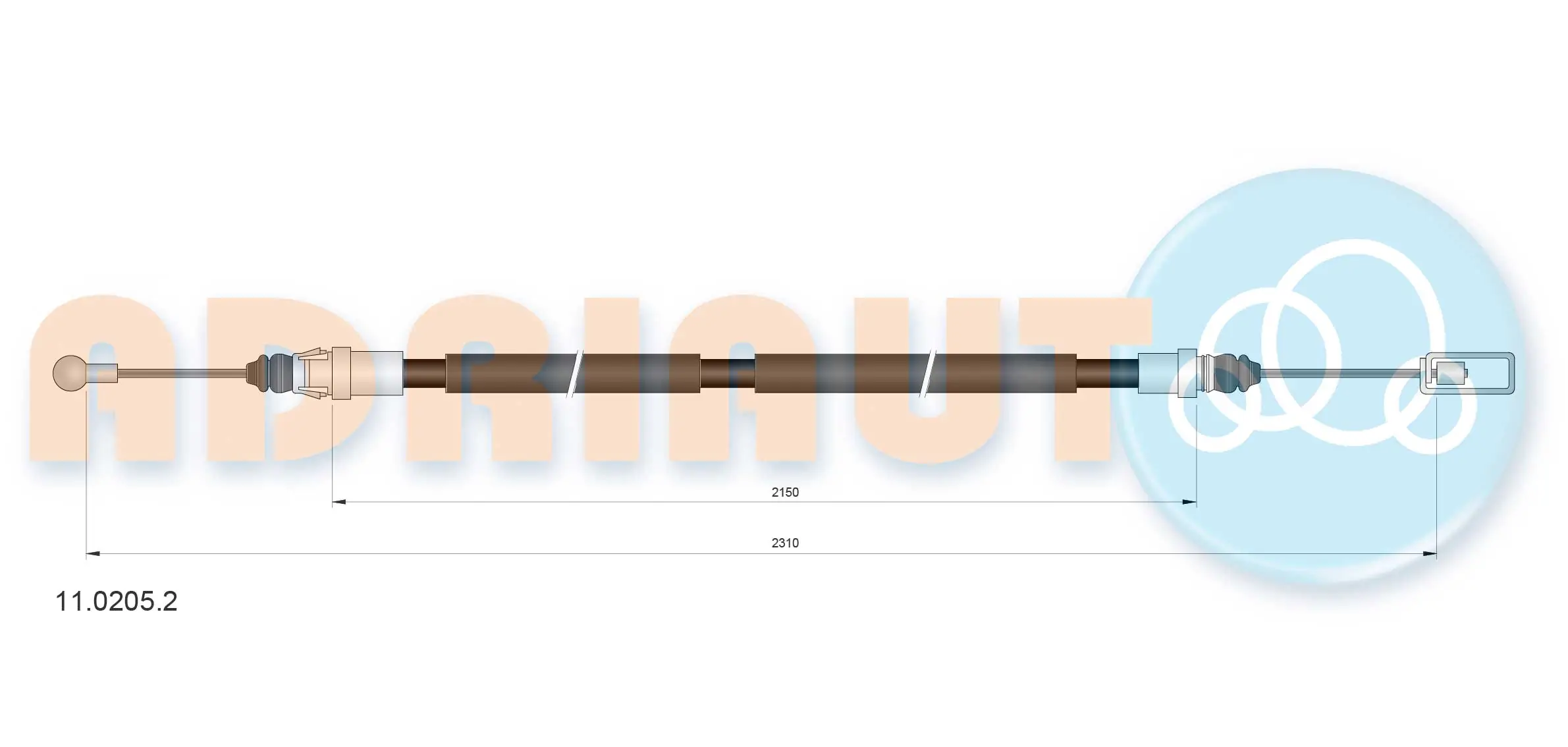 Tirette à câble, frein de stationnement ADRIAUTO 11.0205.2