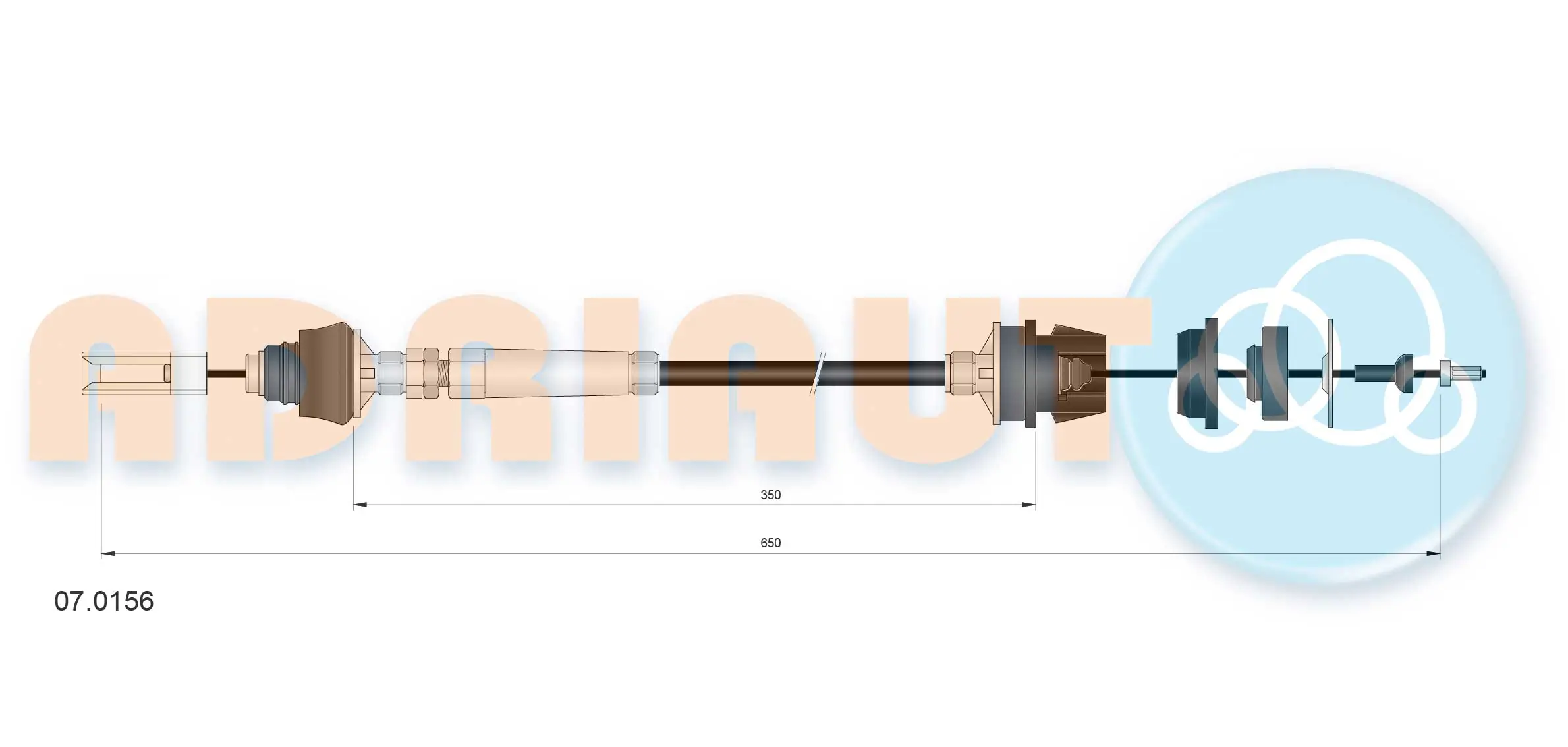 Tirette à câble, commande d'embrayage ADRIAUTO 07.0156