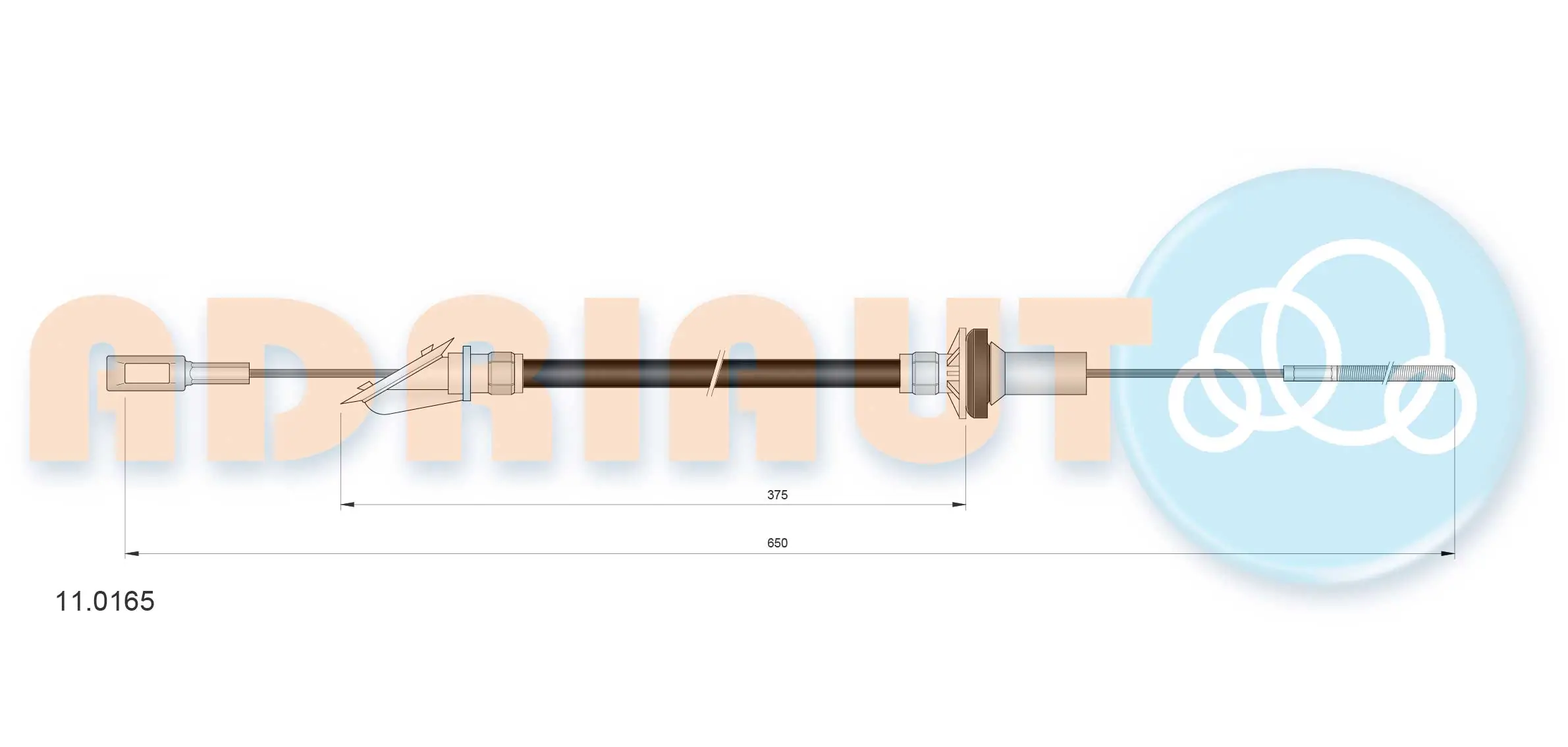 Tirette à câble, commande d'embrayage ADRIAUTO 11.0165