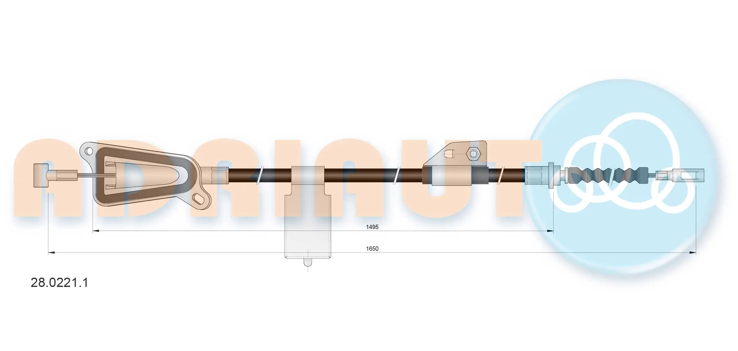 Tirette à câble, frein de stationnement ADRIAUTO 28.0221.1