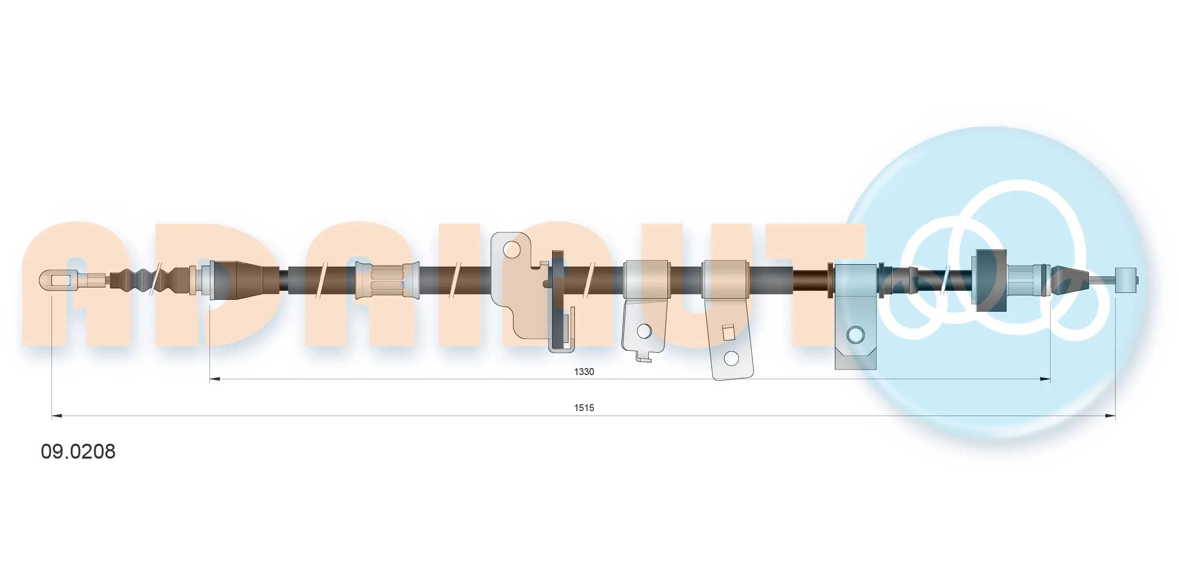 Tirette à câble, frein de stationnement ADRIAUTO 09.0208