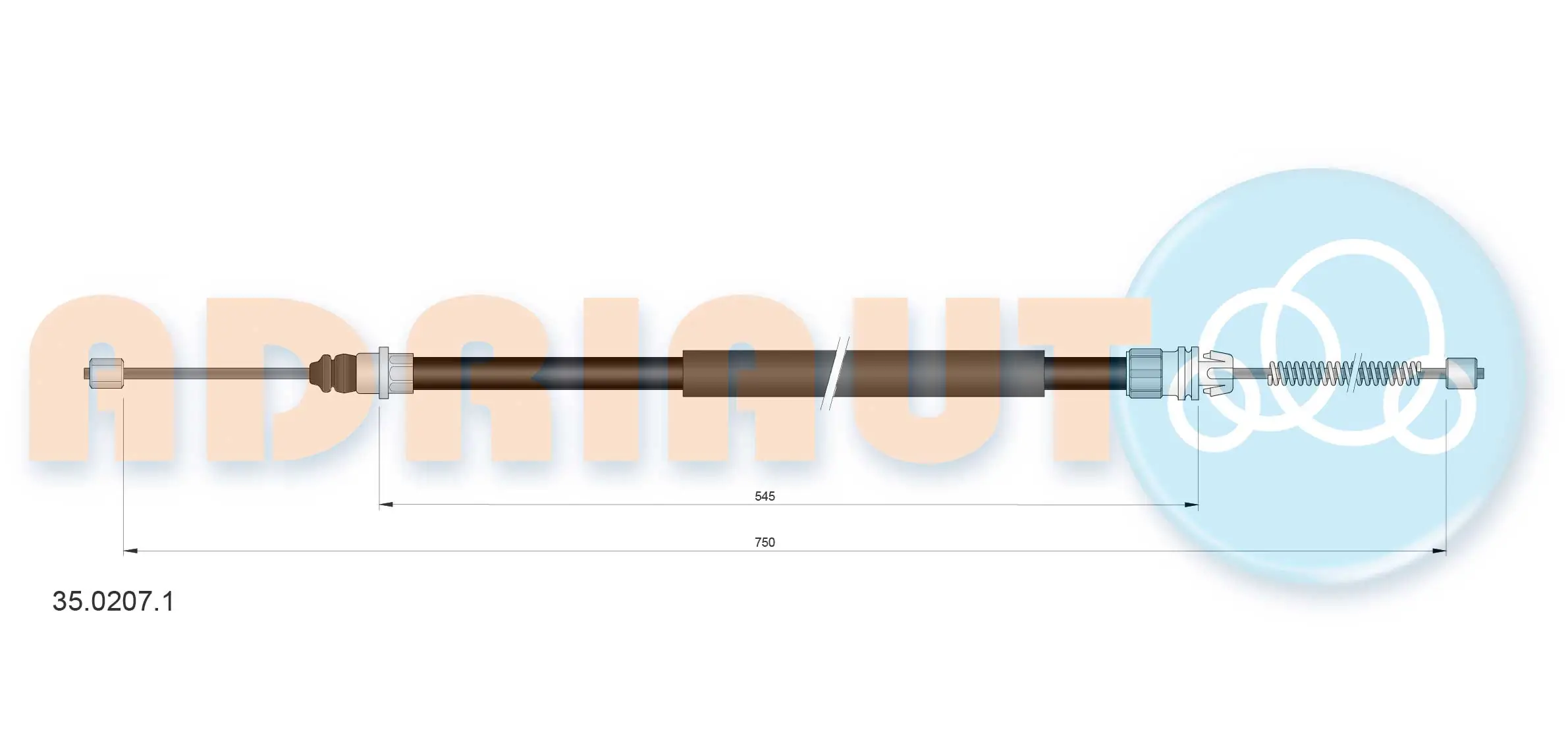Tirette à câble, frein de stationnement ADRIAUTO 35.0207.1