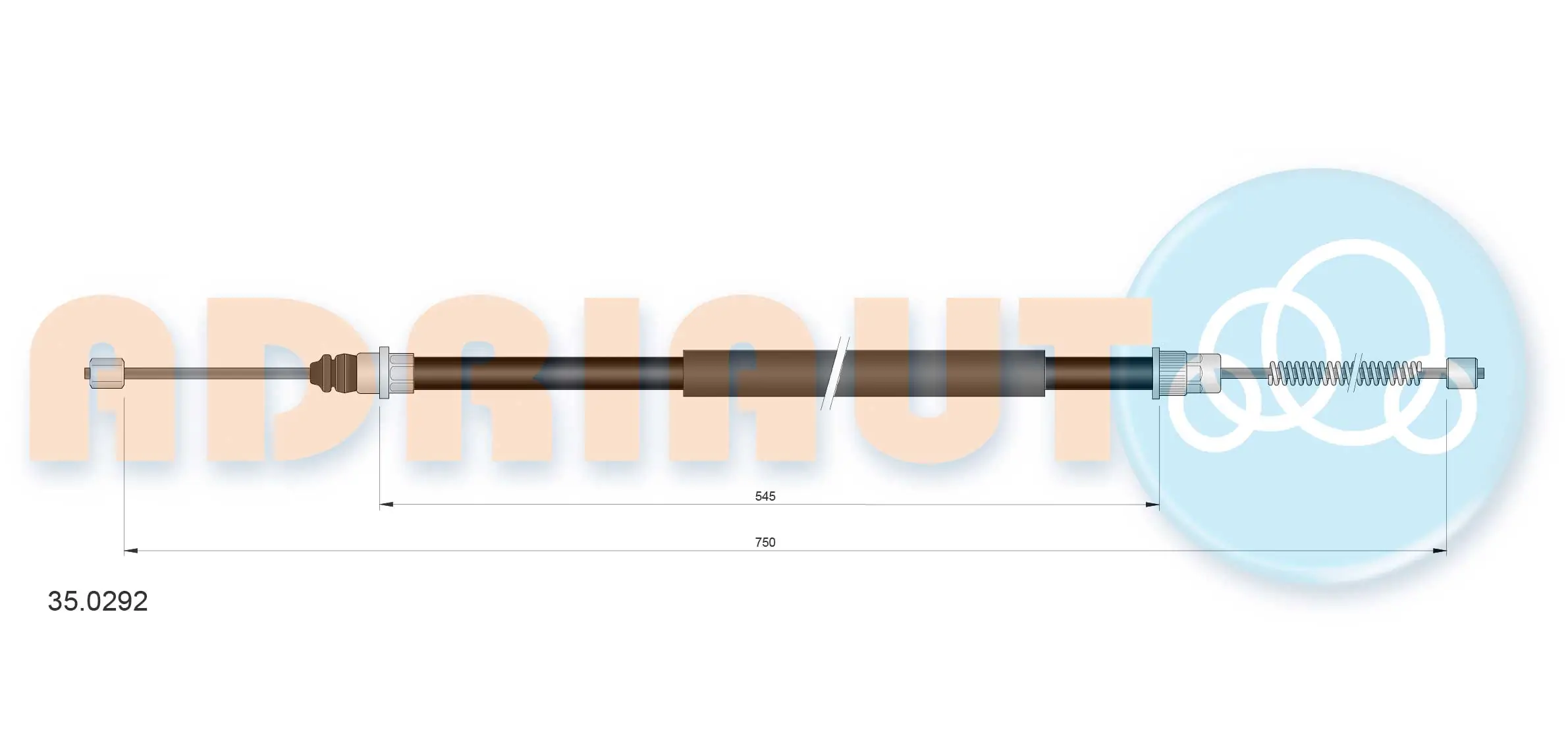 Tirette à câble, frein de stationnement ADRIAUTO 35.0292