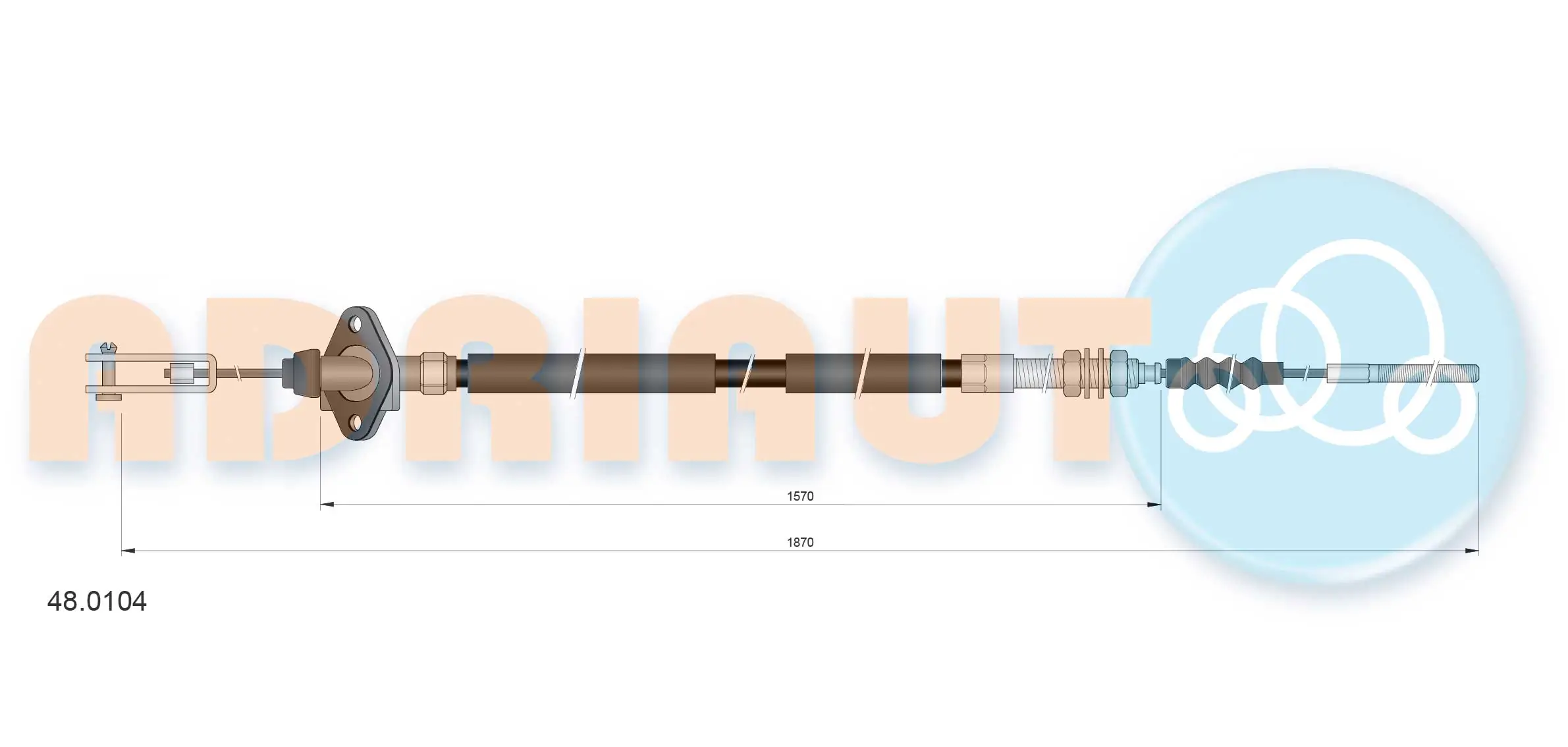 Tirette à câble, commande d'embrayage ADRIAUTO 48.0104