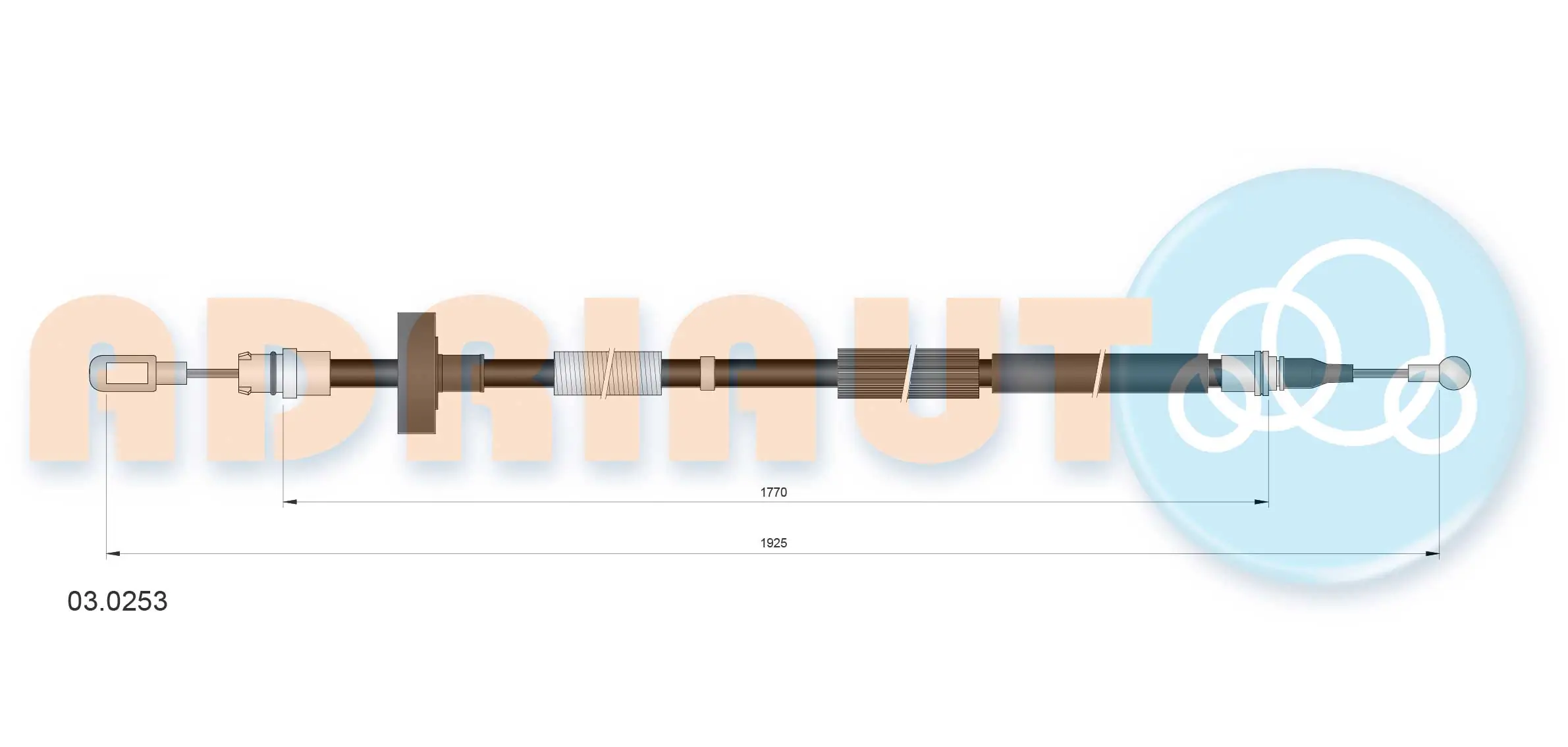 Tirette à câble, frein de stationnement ADRIAUTO 03.0253